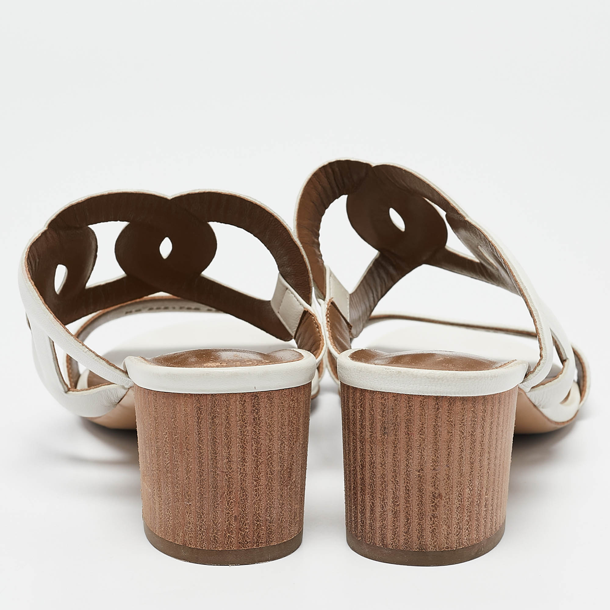 Hermes White Leather Bikini Sandals Size 38