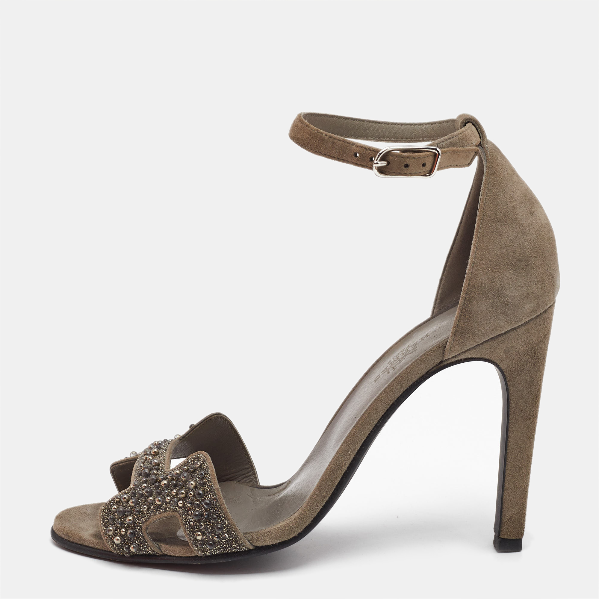 Hermes Grey Suede and Crystal Embellished Premiere Sandals Size
Hermes Grey Suede and Crystal Embellished Premiere Sandals Size