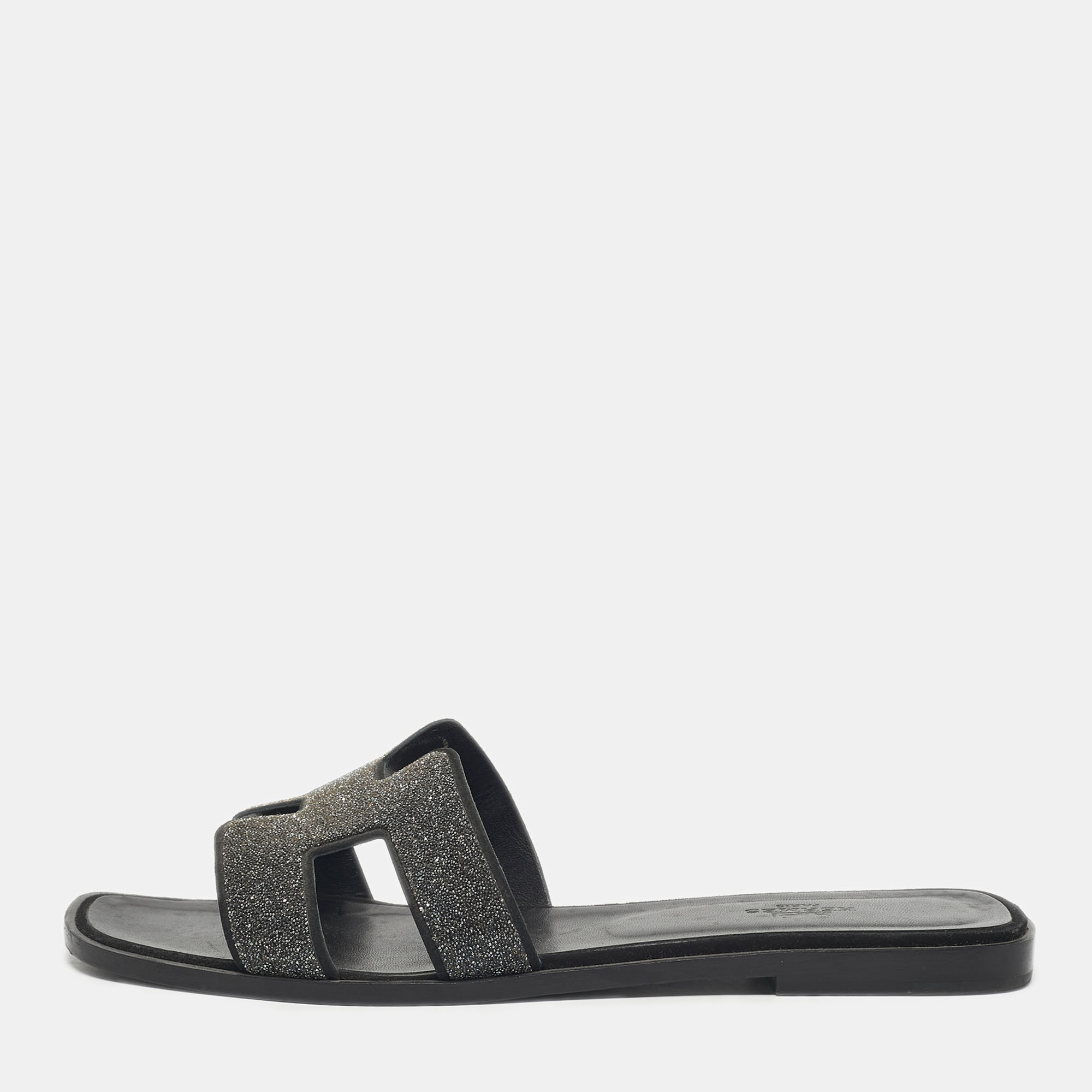 Hermes Silver Glitter Oran Flat Sandals Size 40.5 - Hermes - Modalova