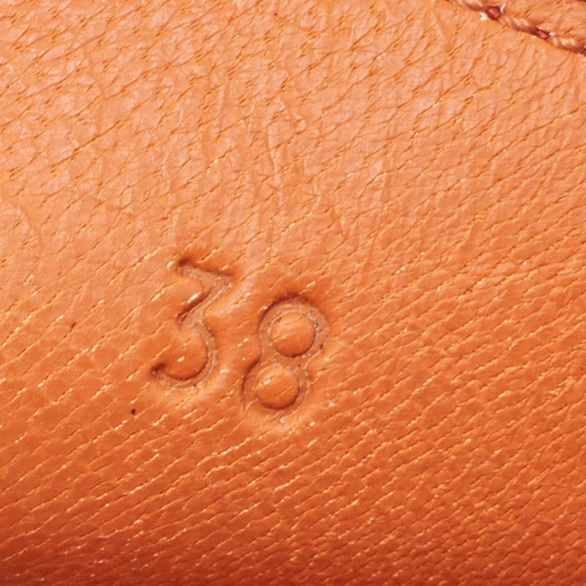 Hermes Orange Leather Irving Slip On Loafers Size 38