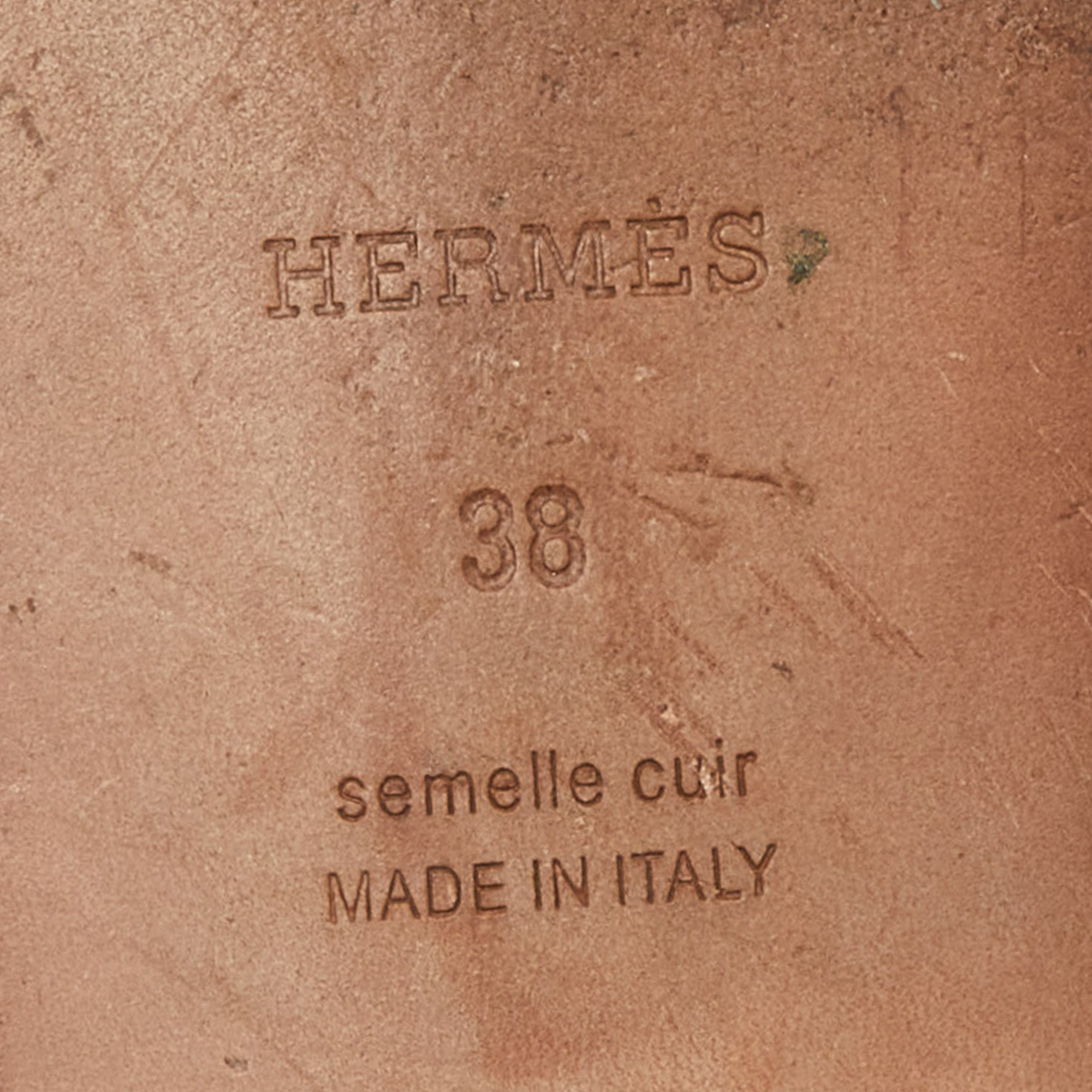 Hermes Multicolor Print Canvas Oran Flat Slides Size 38