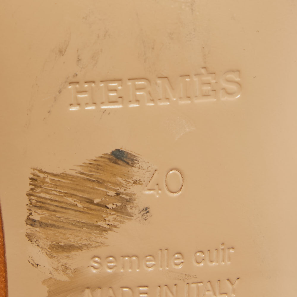 Hermes Brown Leather Bikini Sandals Size 40