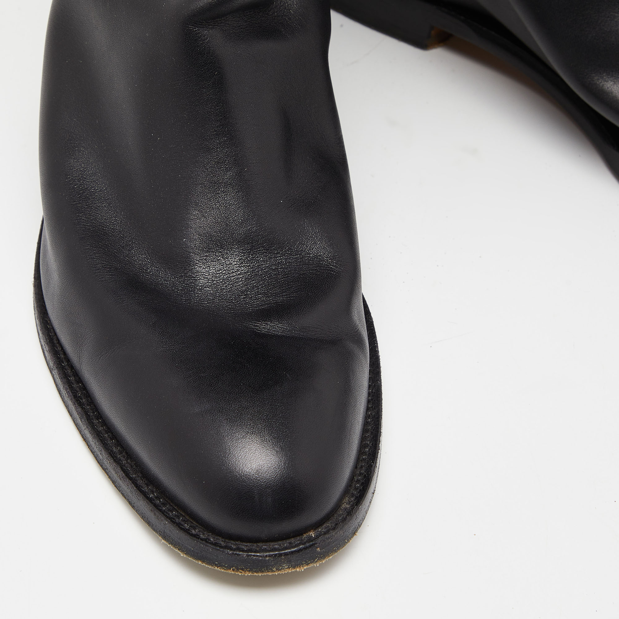 Hermes Black Leather Jumping Boots Size 40