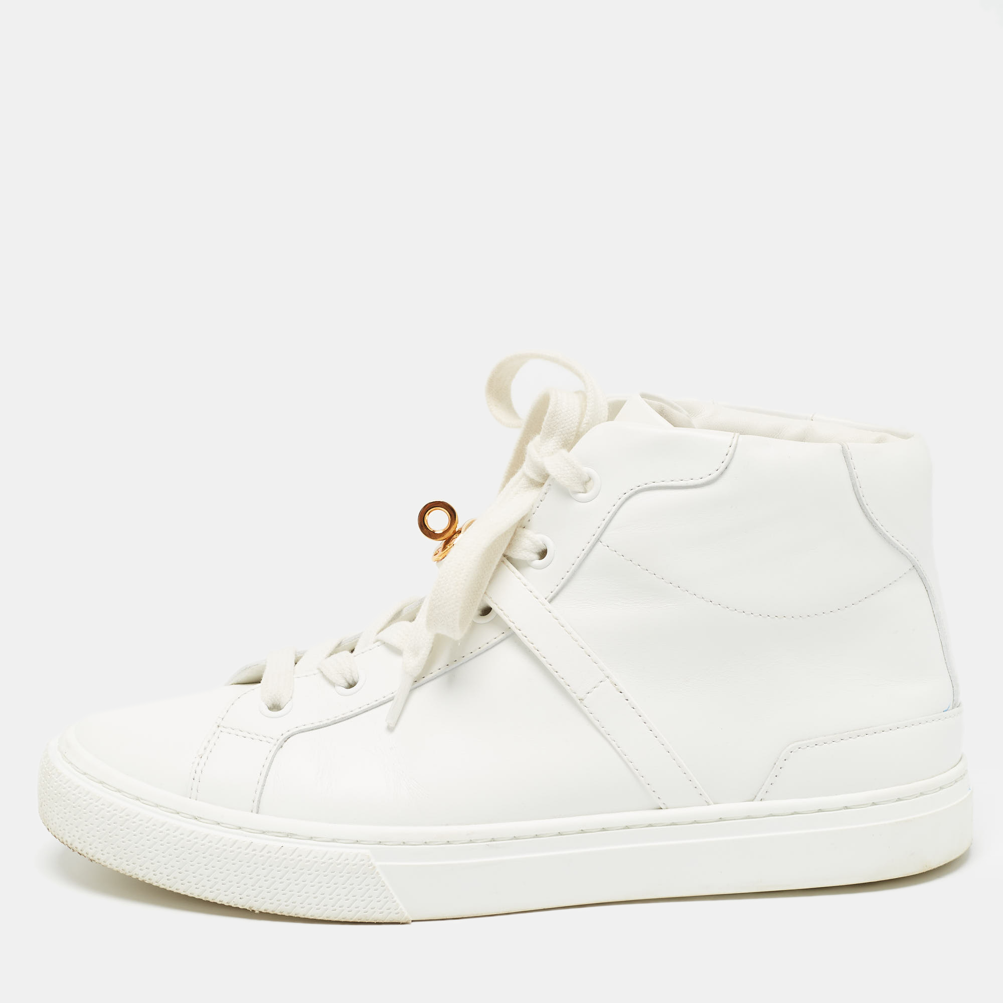 Hermes white leather daydream high top sneakers size 39