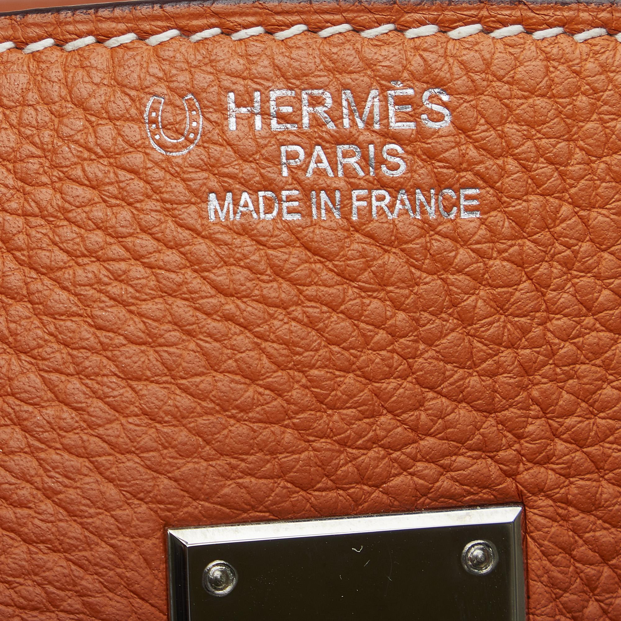 Hermes Orange 2008 Clemence Shoulder Birkin 45