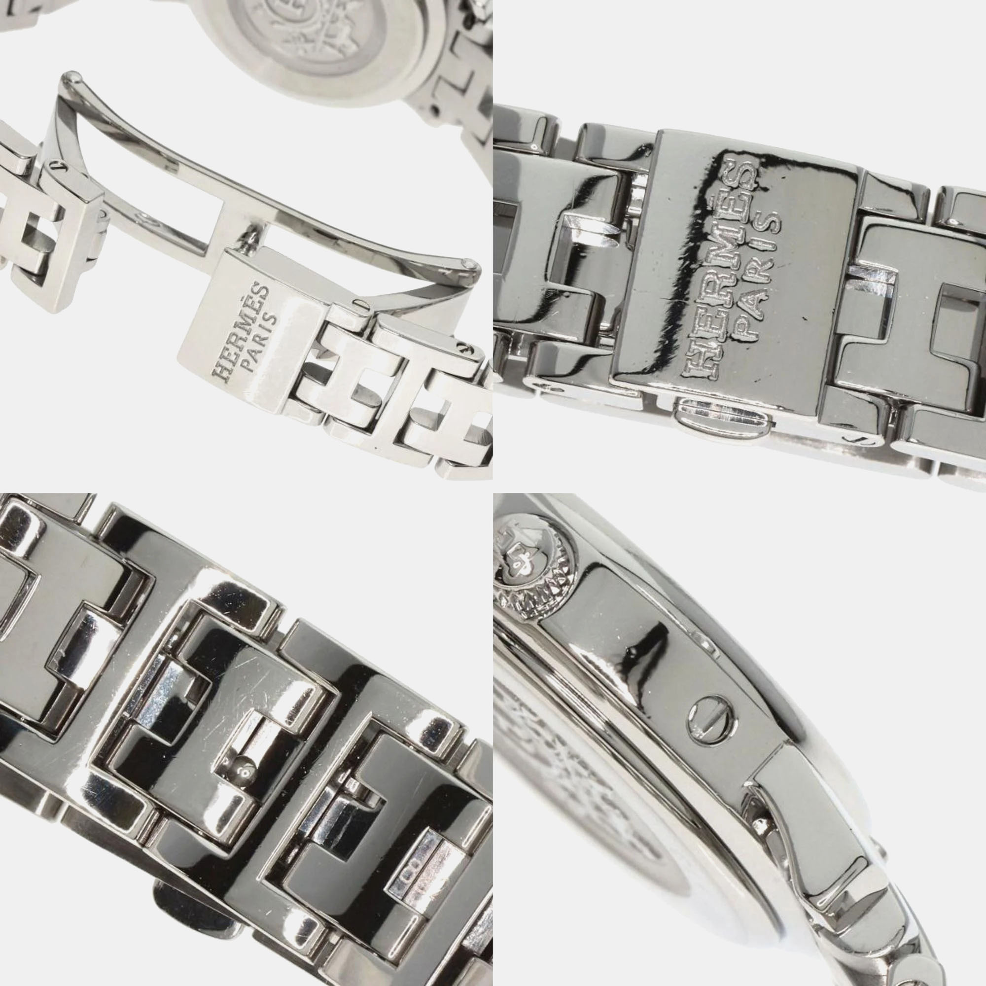 Hermes Silver Stainless Steel Clipper CL4.210 Quartz Women's Wristwatch 29 Mm