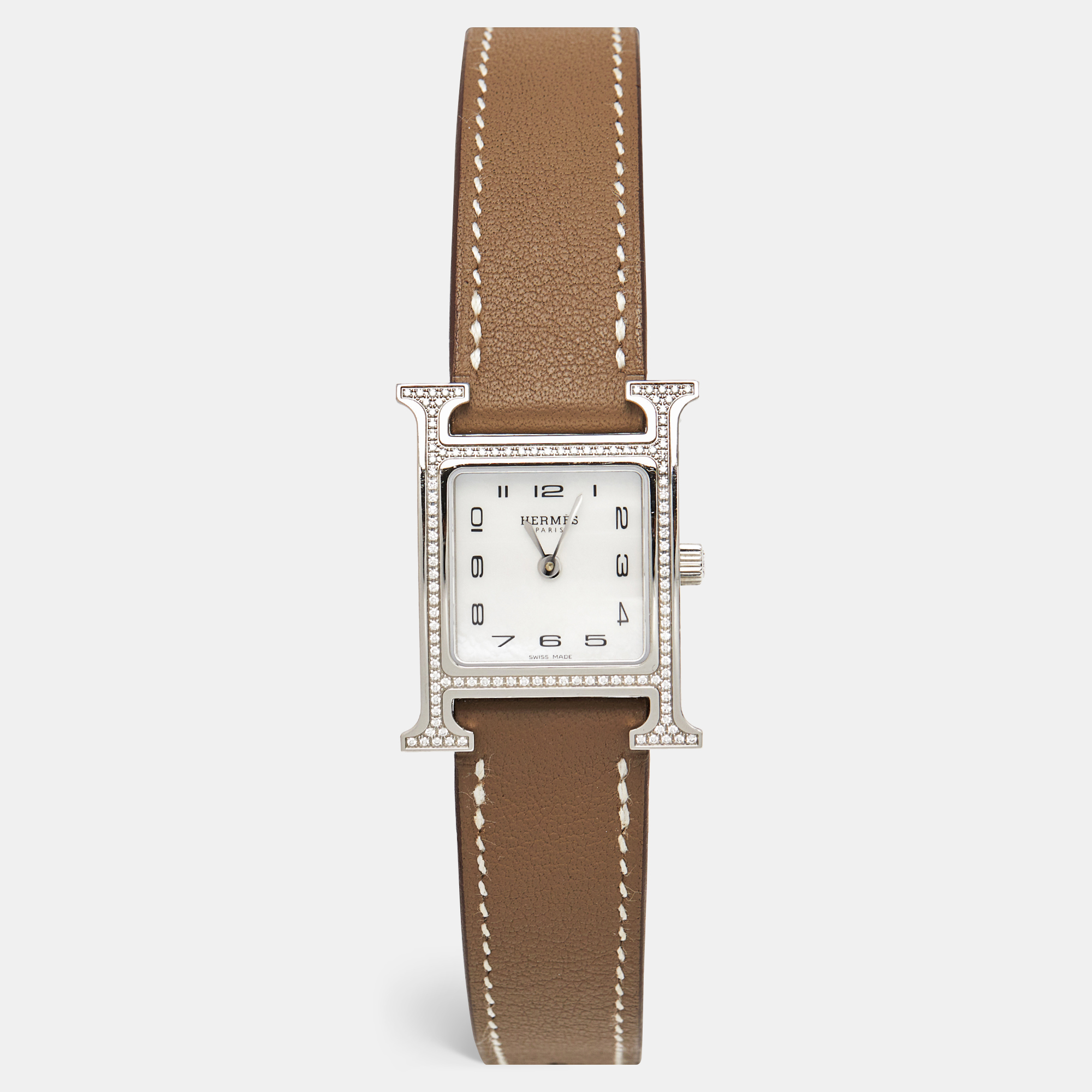 Hermes Mother Of Pearl Diamond Stainless Steel Leather Heure H W046512WW Women's Wristwatch, Grey
Hermes Mother Of Pearl Diamond Stainless Steel Leather Heure H W046512WW Women's Wristwatch, Grey
