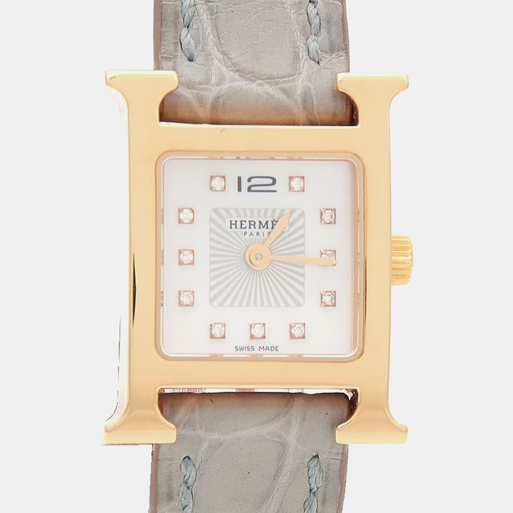 Hermes Heure H Diamond HH1.102 Quartz MOP Gold Plated Stainless Steel Womens Wristwatch
Hermes Heure H Diamond HH1.102 Quartz MOP Gold Plated Stainless Steel Womens Wristwatch