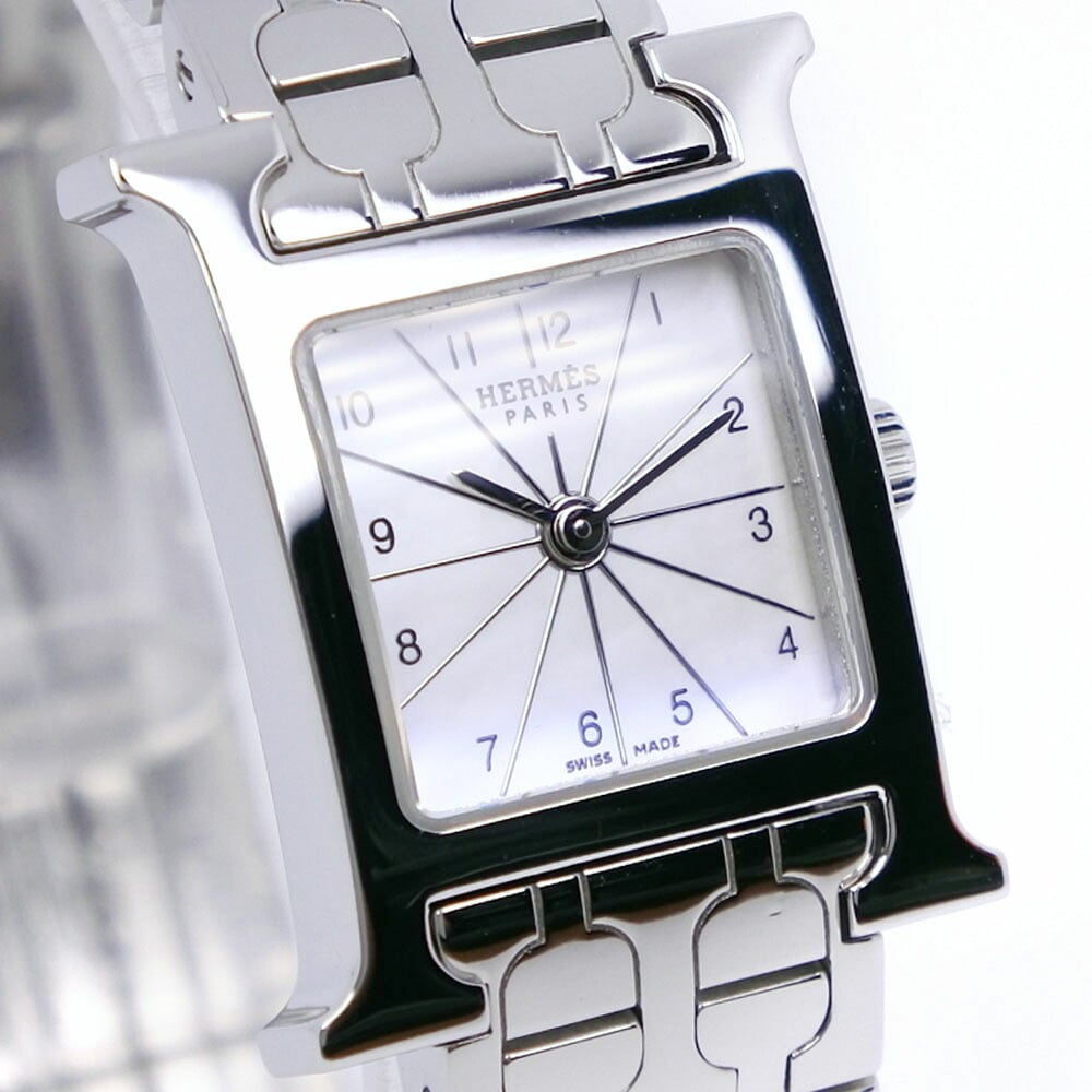 Hermes White Stainless Steel H HH1.110 Quartz Women's Wristwatch 17 Mm
