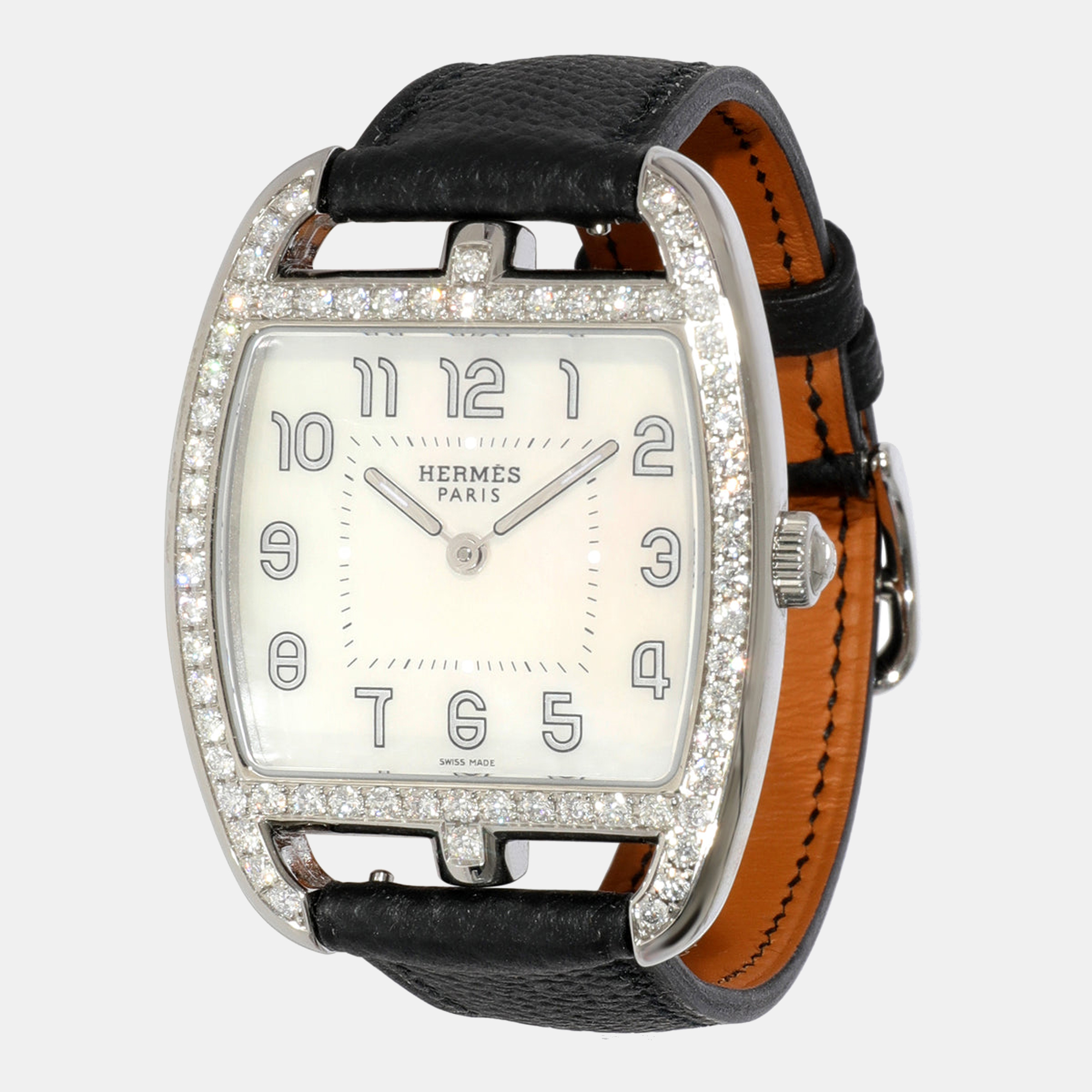 Hermes MOP Diamonds Stainless Steel Cape Cod CT1.730.212.MNO Women's Wristwatch 33 Mm