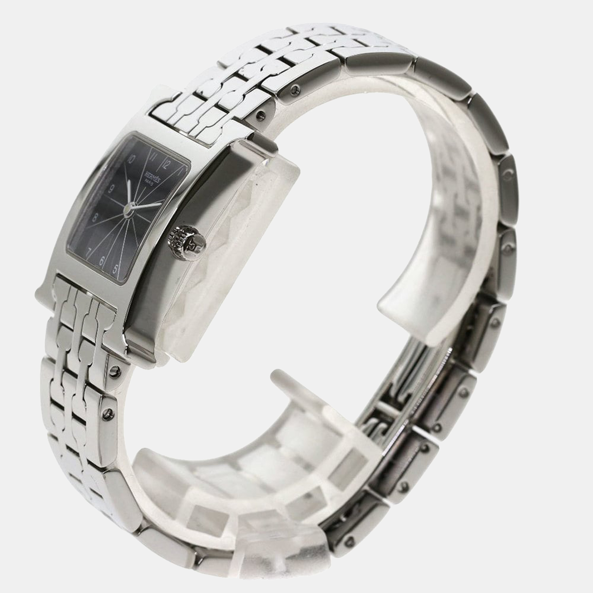 Hermes Black Stainless Steel Heure H HH1.210 Women's Wristwatch 24.5 Mm