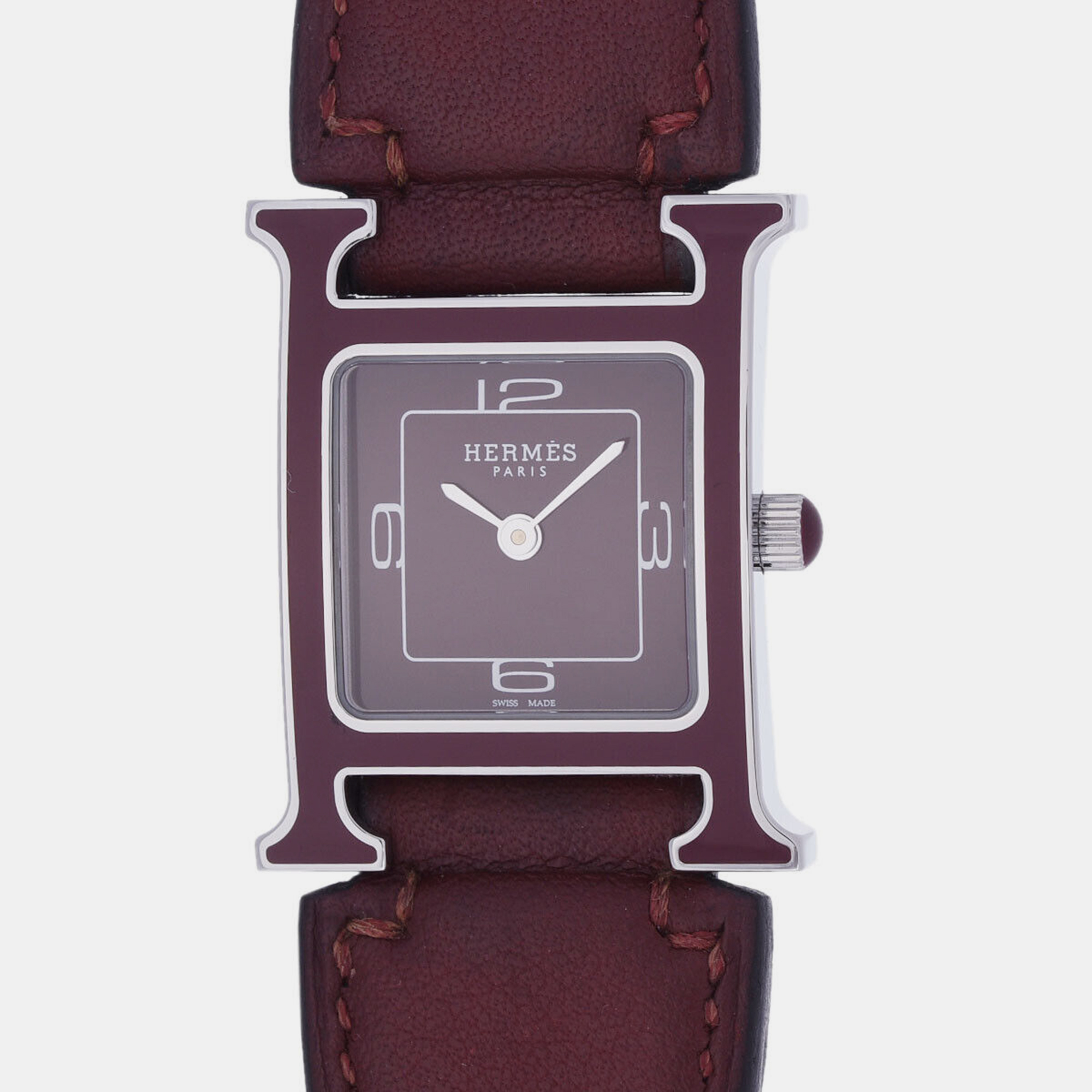 Hermes Red Stainless Steel Heure H HH1.223 Quartz Women's Wristwatch 21 Mm