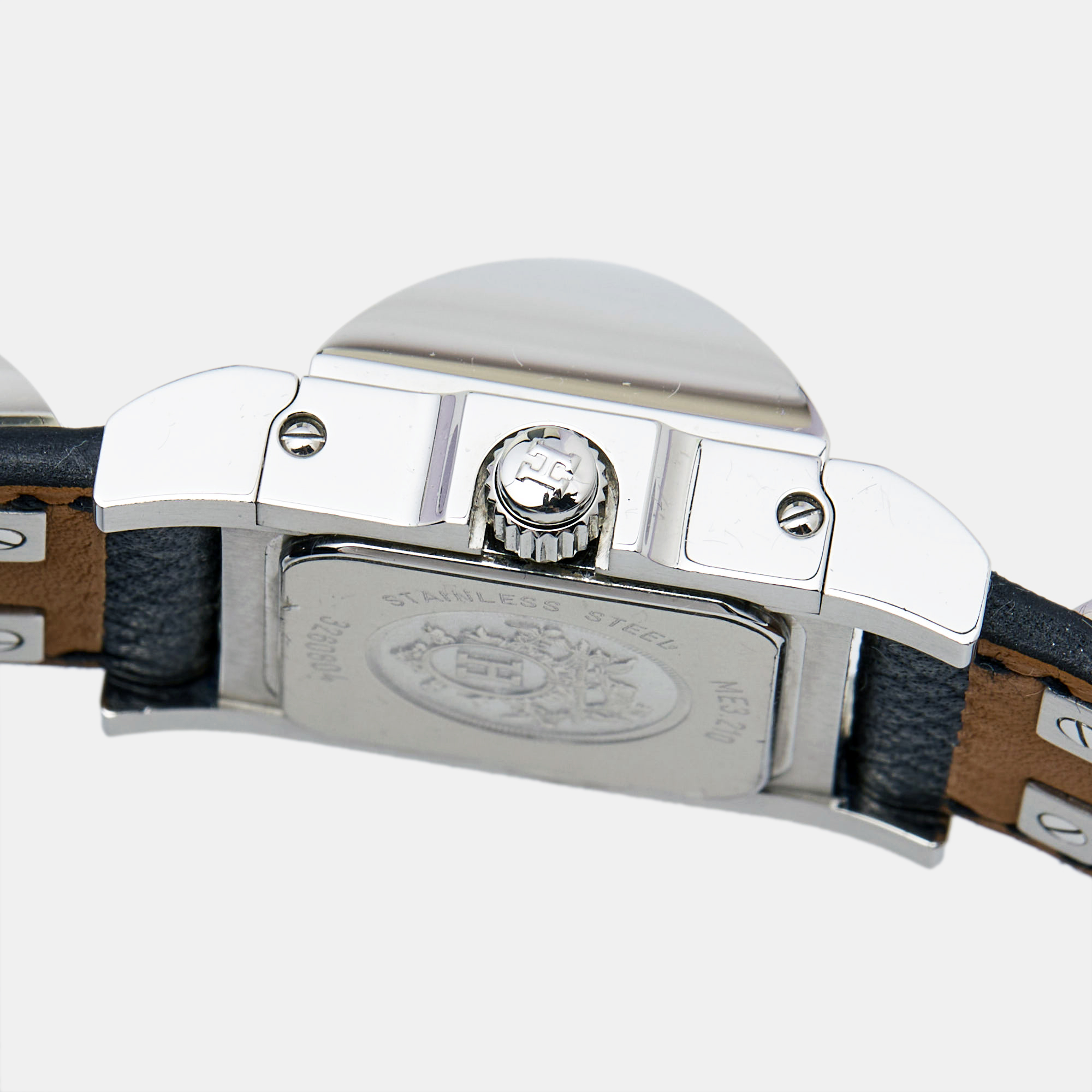 Hermes Silver Stainless Steel Leather Medor W028322WW00 Women's Wristwatch 23 Mm