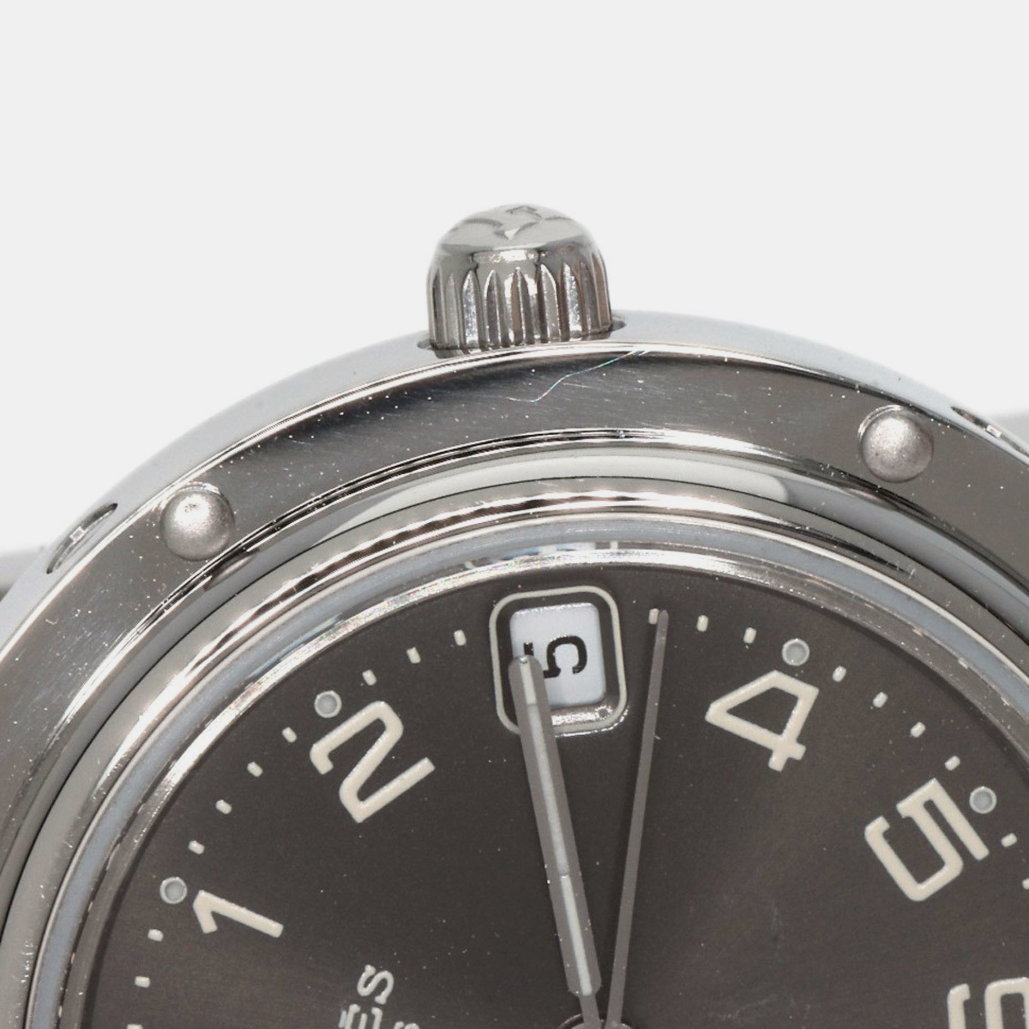 Hermes Grey Stainless Steel Clipper CL4.210 Quartz Women's Wristwatch 24 Mm