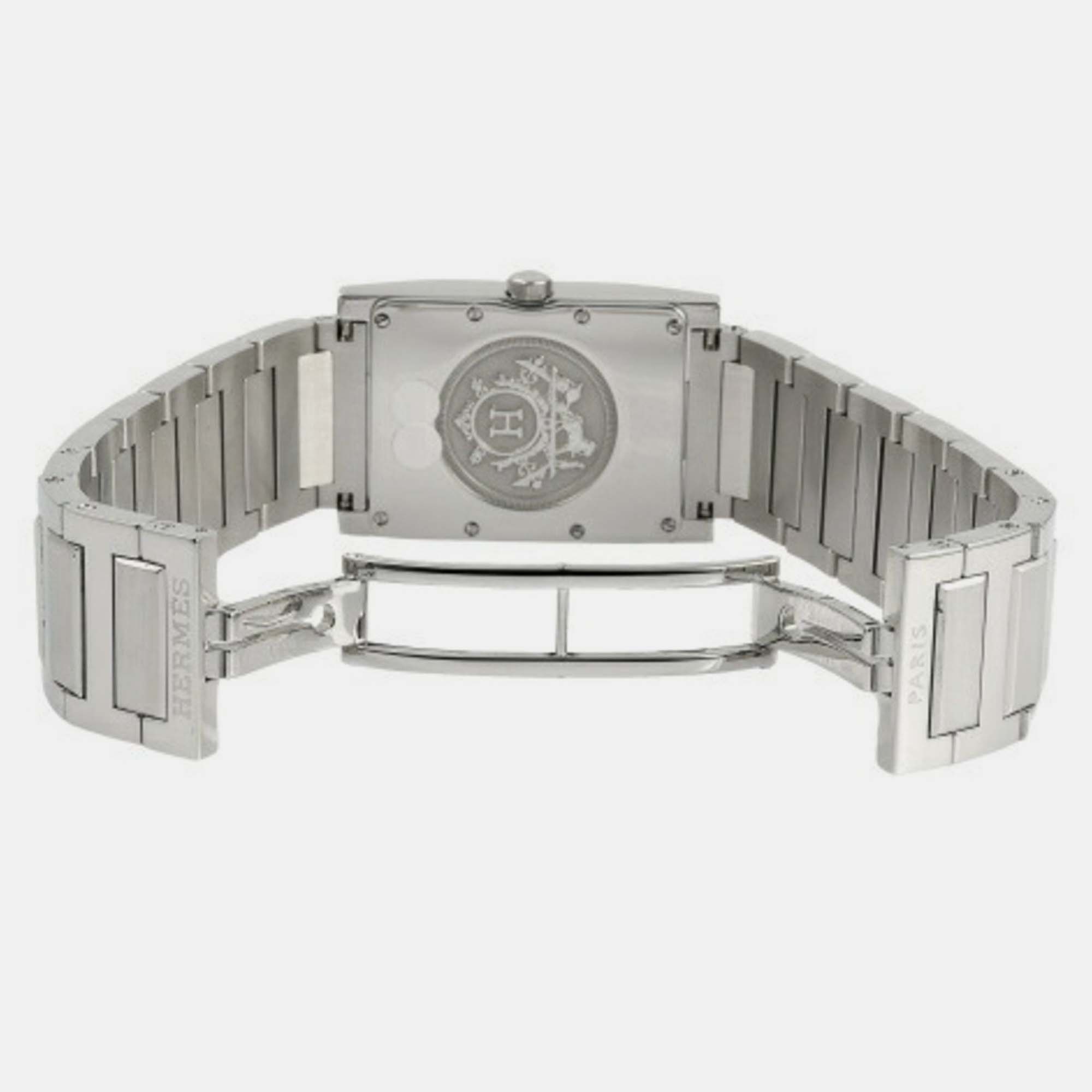 Hermes Black Stainless Steel Tandem TA1.710 Quartz Women's Wristwatch 25 Mm