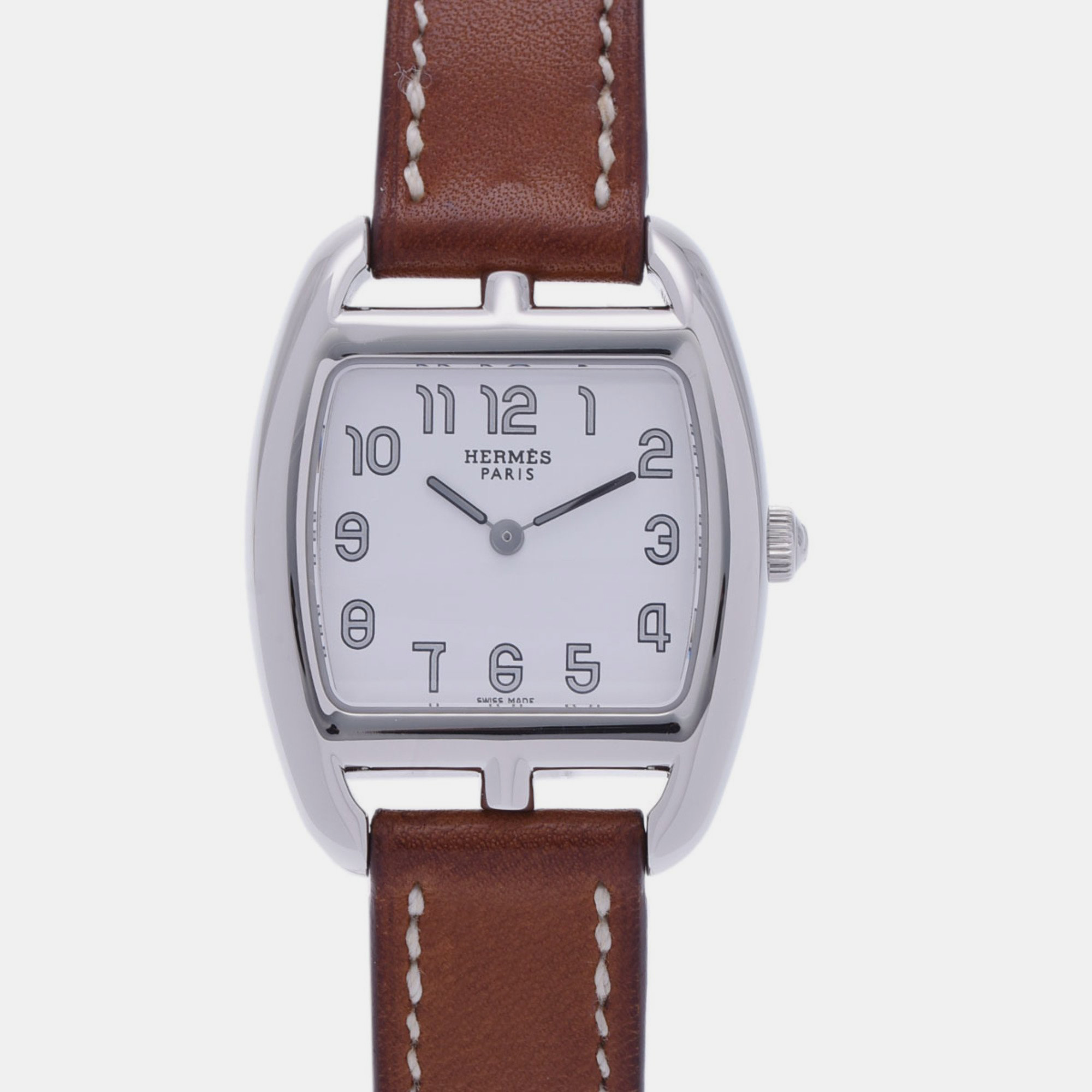 Hermes White Stainless Steel Cape Cod CT1.210 Quartz Women's Wristwatch 26 Mm