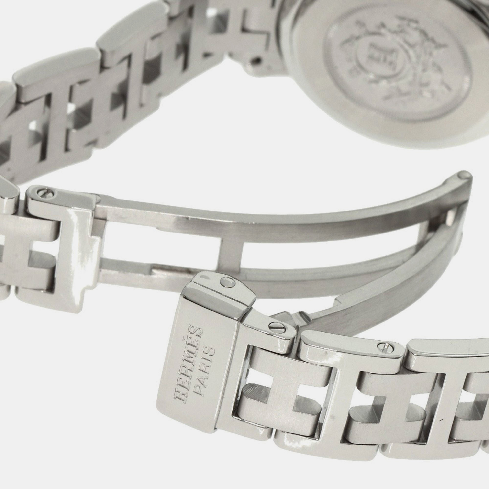 Hermes Black Stainless Steel Clipper CL4.211 Quartz Women's Wristwatch 24 Mm