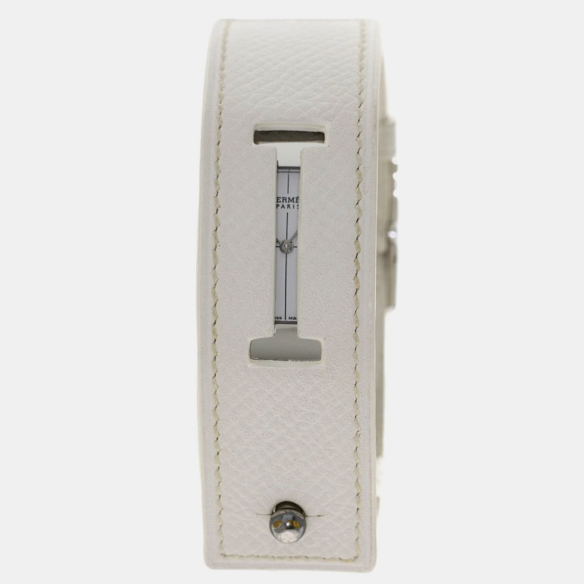 Hermes White Stainless Steel Cherche CM1.210 Quartz Women's Wristwatch 9 Mm