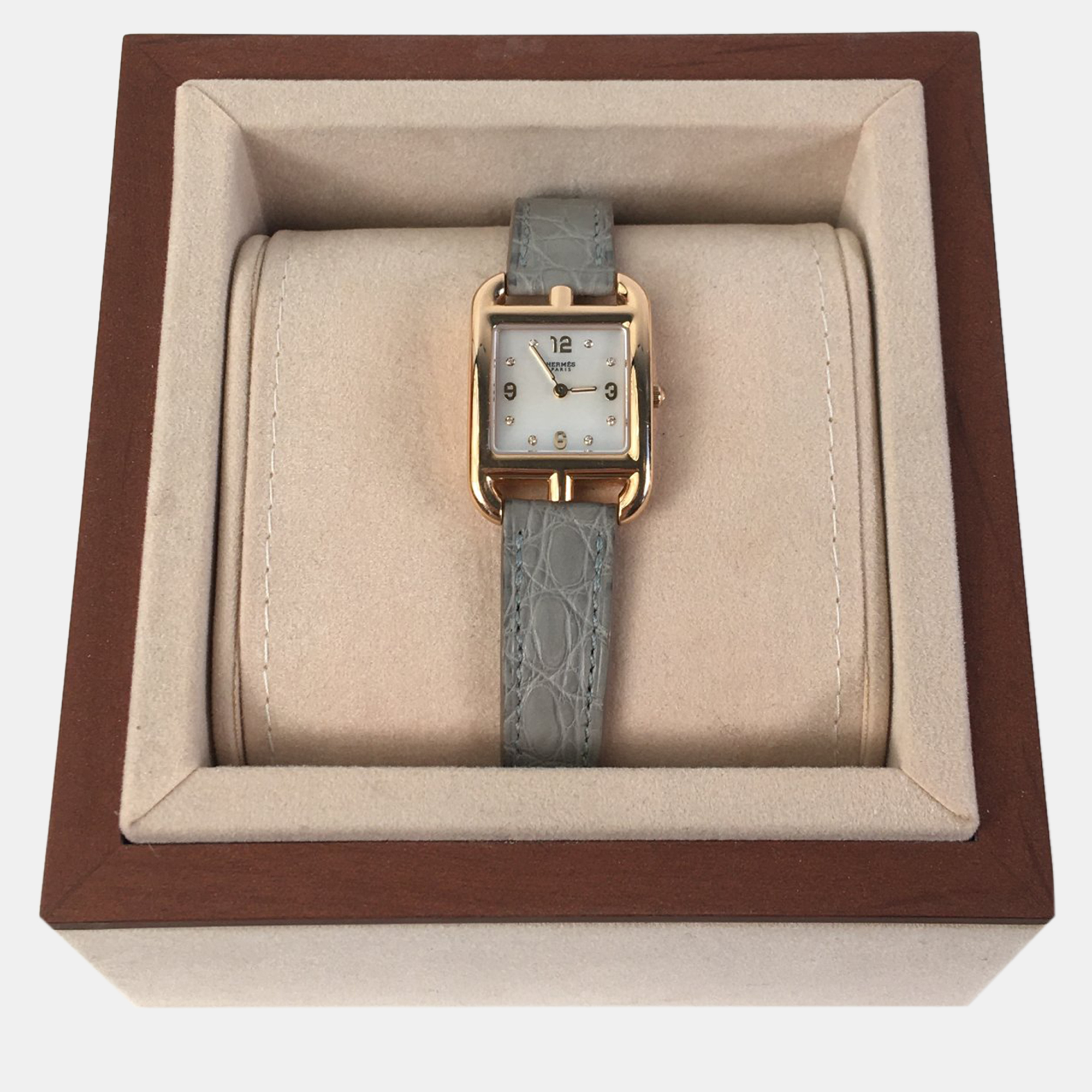 Hermes rose gold grey cape cod watch 23 mm