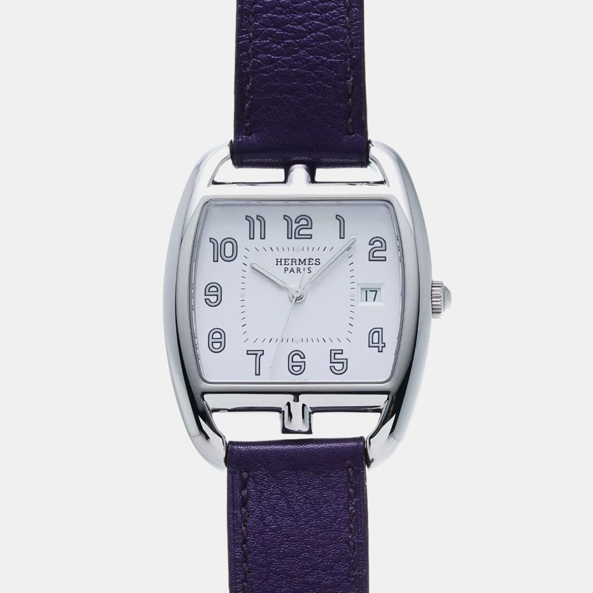 Hermes white stainless steel cape cod ct1.710 quartz women's wristwatch 33 mm