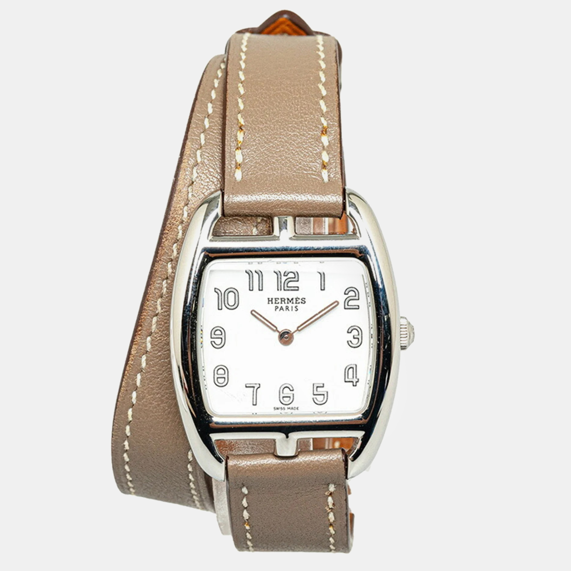 Hermes white stainless steel cape cod ct1.210 quartz women's wristwatch 26 mm