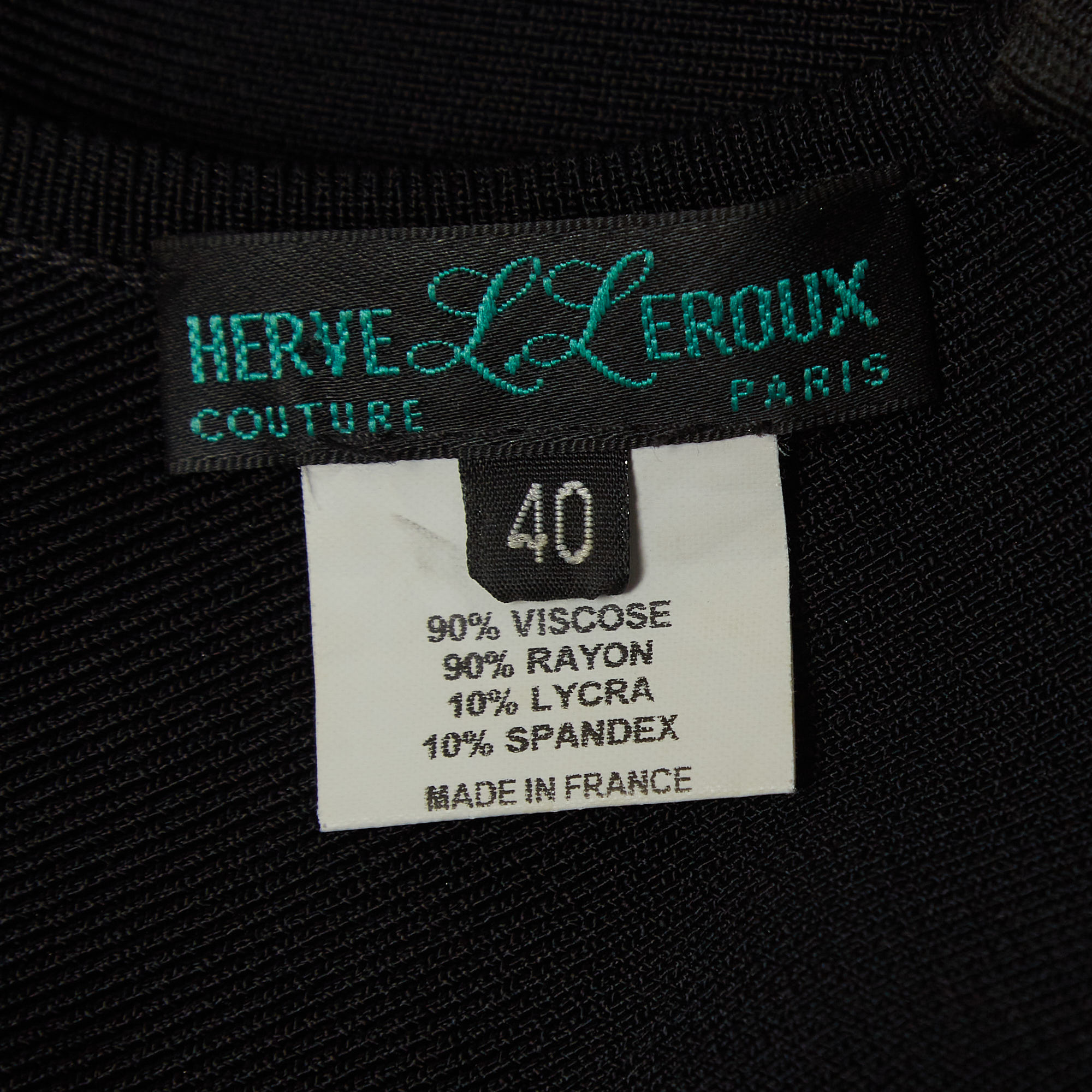 Herve L Leroux Vintage Black Stretch Knit Sleeveless Bodycon Dress S