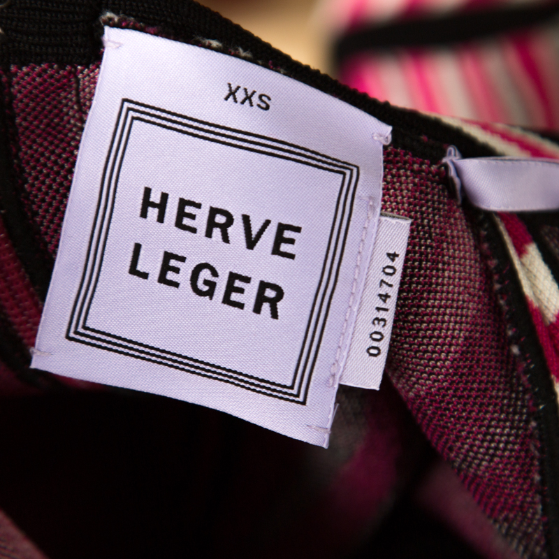 Herve Leger Aztec Pattern Jacquard Knit Cutout Detail A Line Anaya Dress XXS