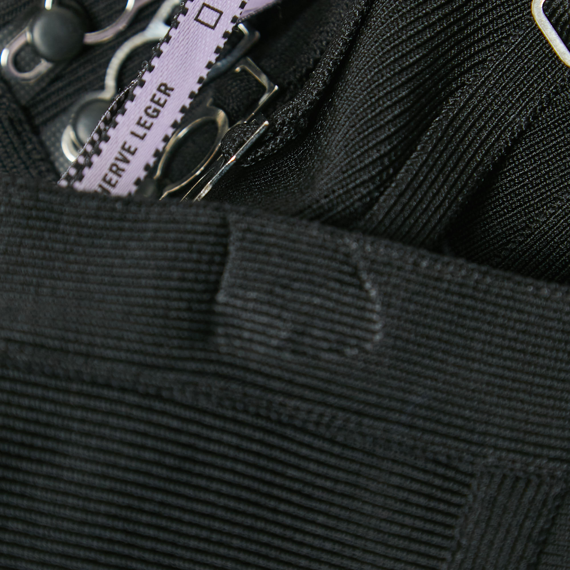 Herve Leger Black Knit Lace-Up Detail Mini Skirt M