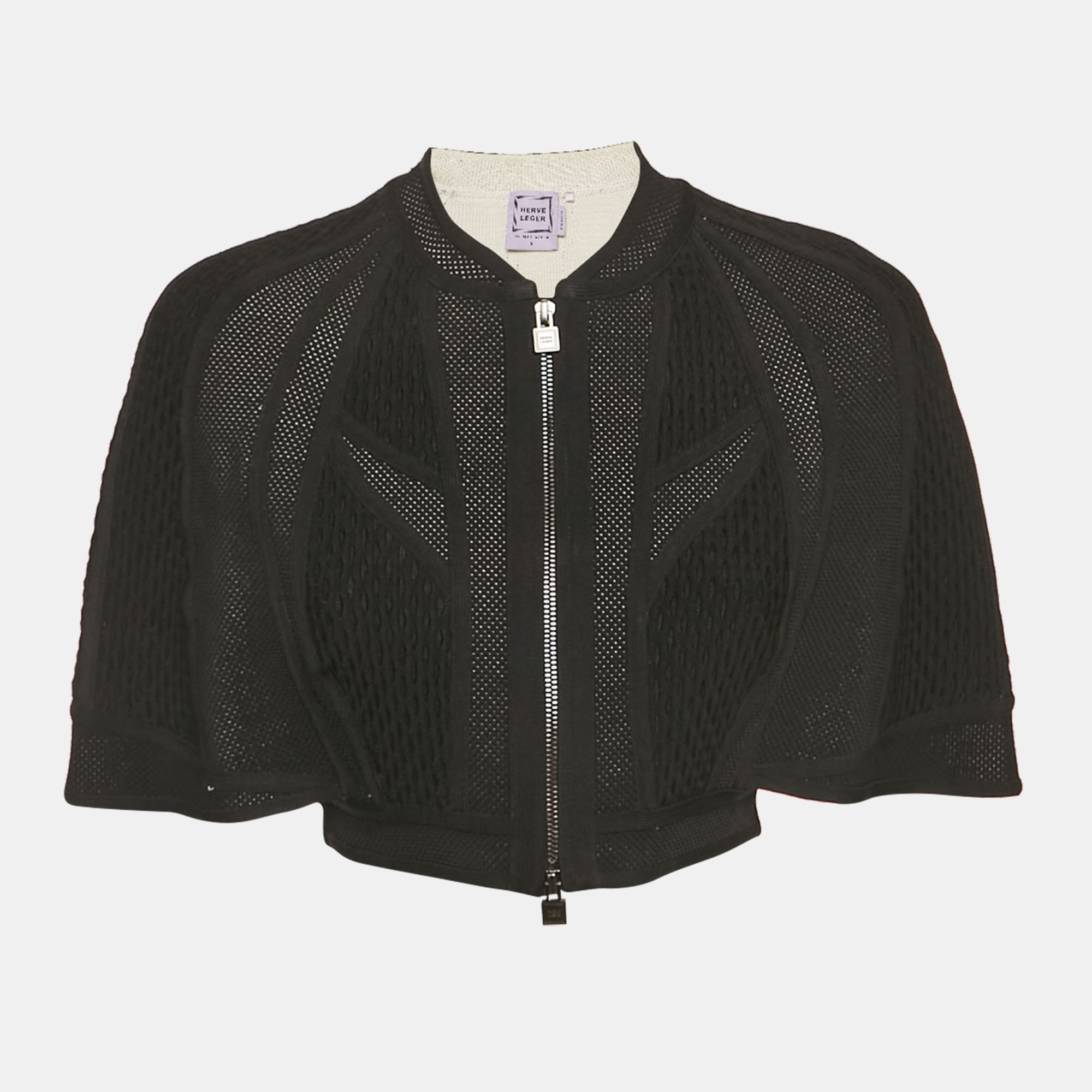 Herve Leger Black Textured Knit Crop Cape Jacket S
Herve Leger Black Textured Knit Crop Cape Jacket S