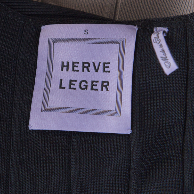 Herve Leger Colorblock Knit Halter Neck Bandage Dress S