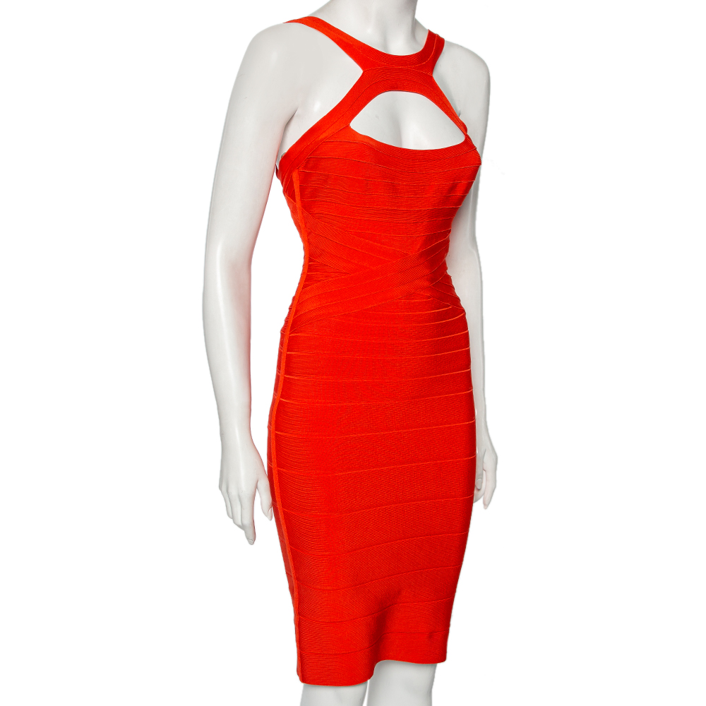 Herve Leger Orange Bandage Skylor Signature Essential Cut-Out Dress
Herve Leger Orange Bandage Skylor Signature Essential Cut-Out Dress