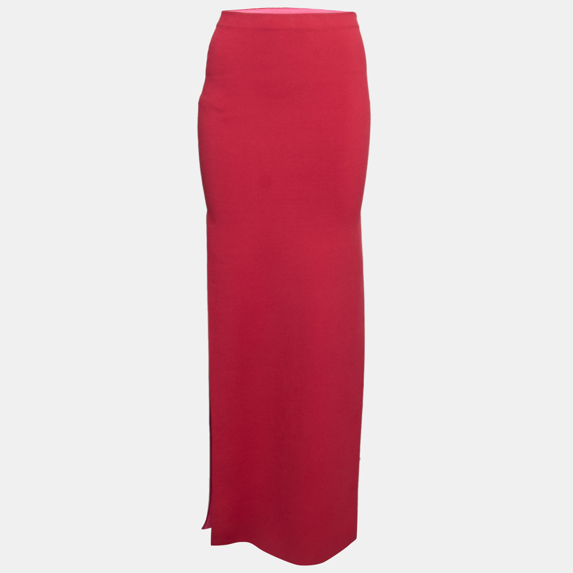 Herve Leger Red Stretch Knit Maxi Skirt XS