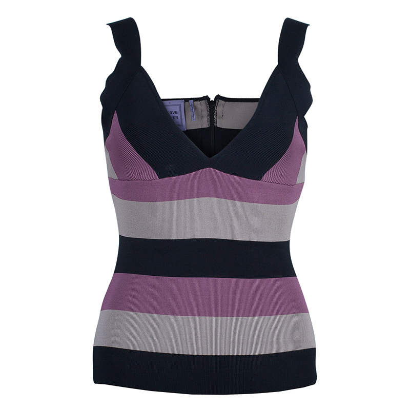 Image of Herve Leger Tricolor Sleeveless Bandage Top S