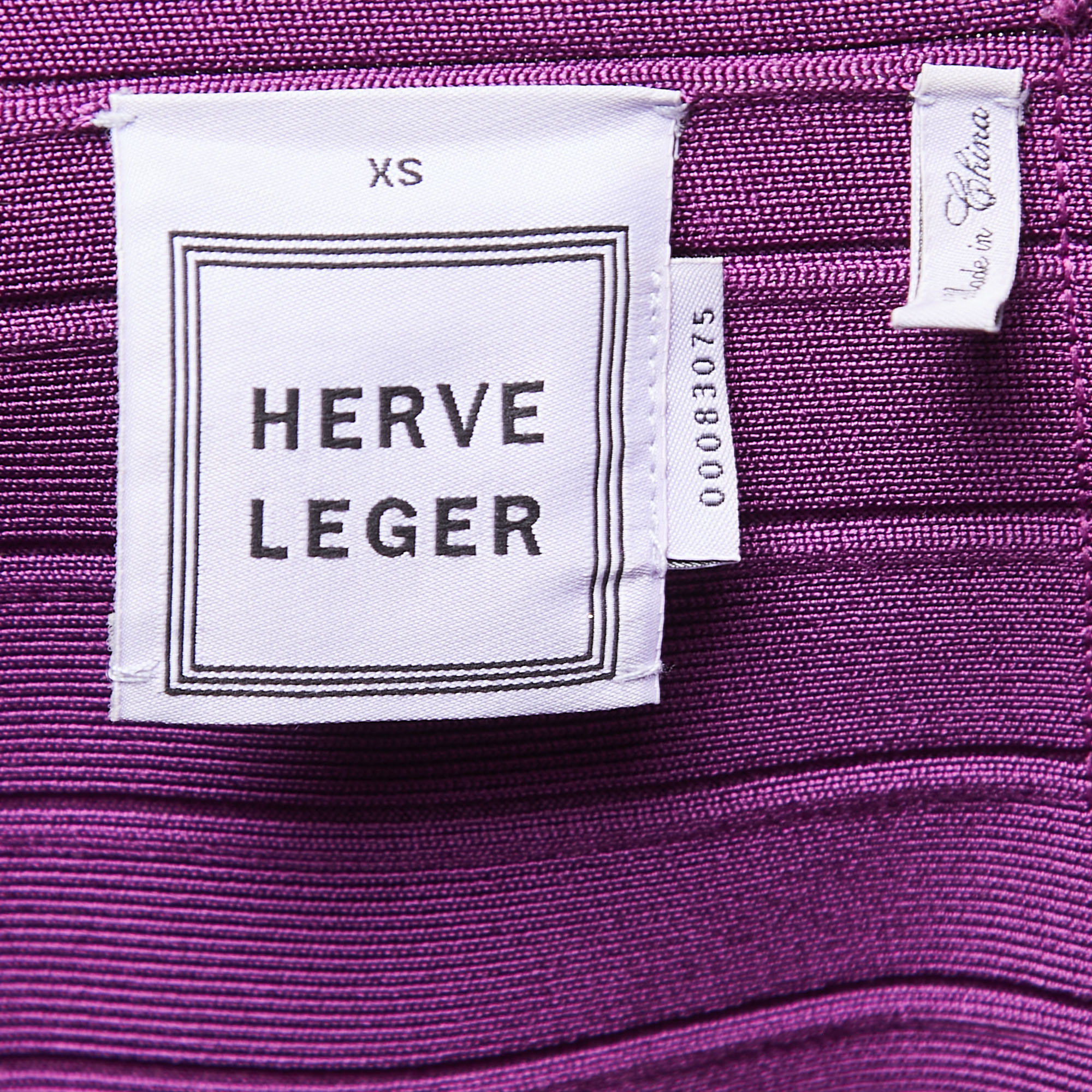 Herve Leger Purple Bandage Knit Bodycon Dress XS