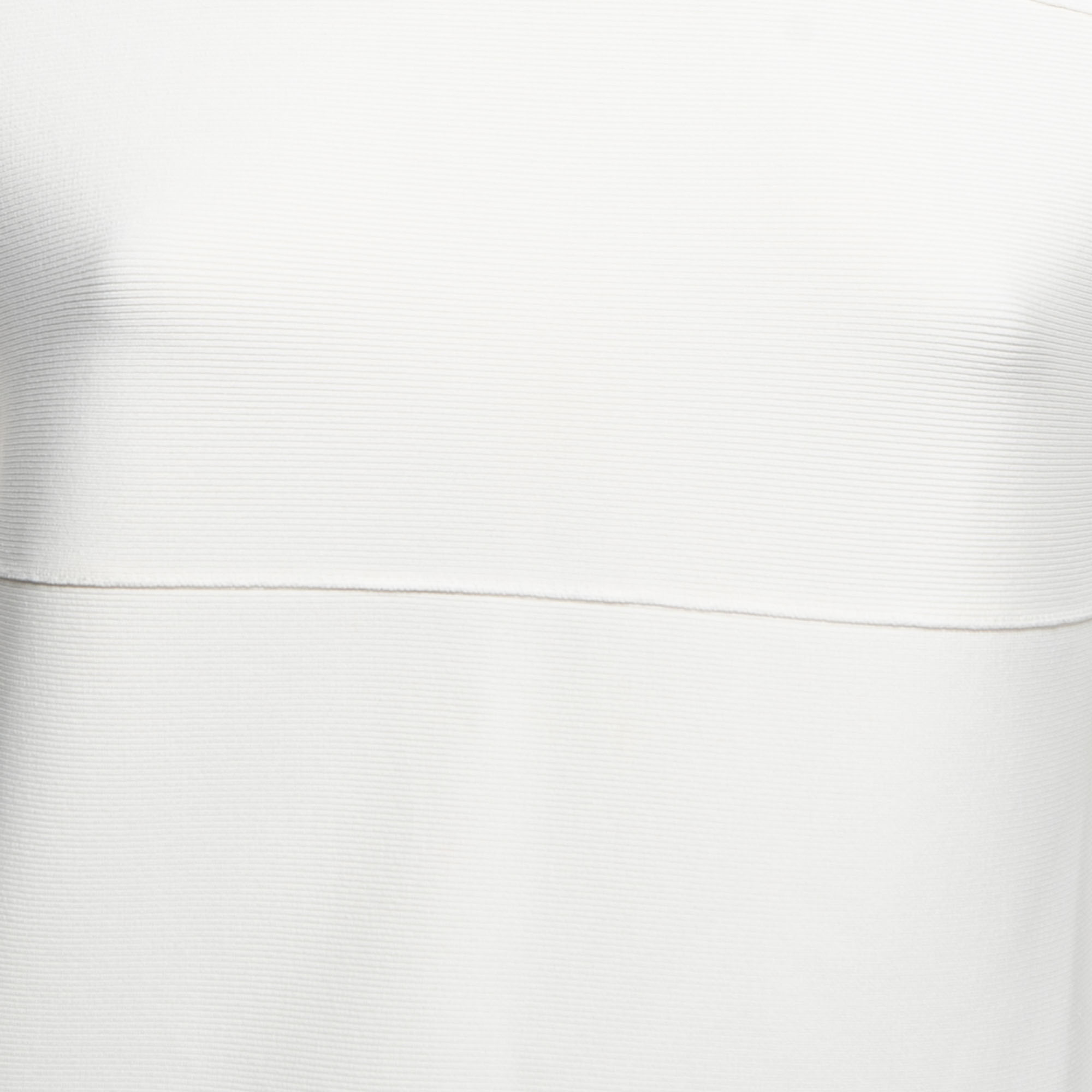 Herve Leger White Bandage Knit Crewneck Short Sleeve Mini Dress XS