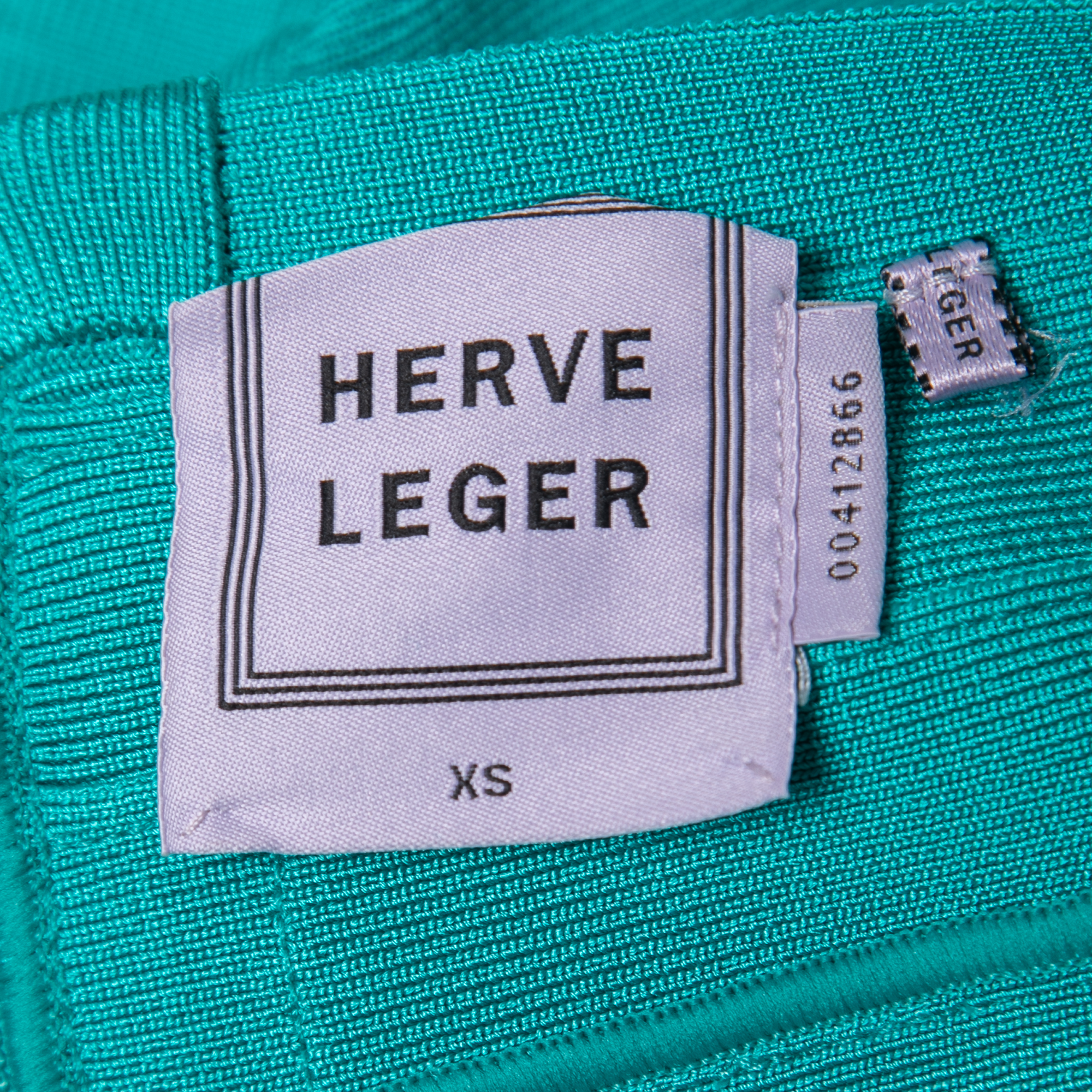 Herve Leger Green Bandage Knit Carmen Bodycon Dress XS