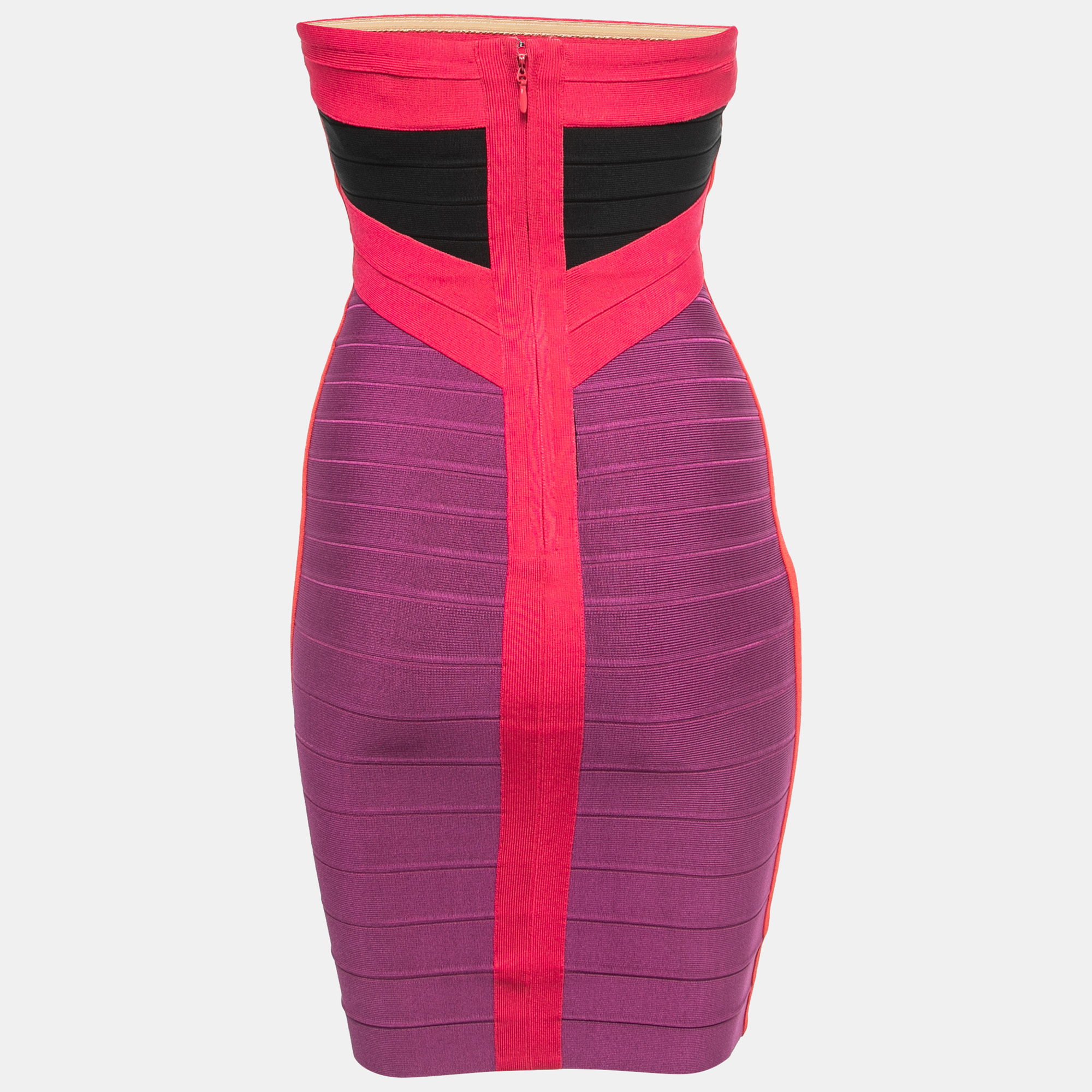 Herve Leger Multicolor Strapless Bandage Knit Mini Dress XS