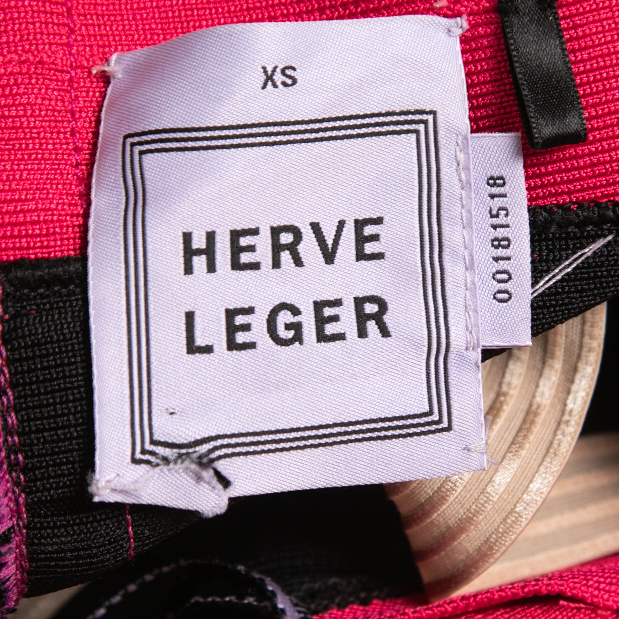 Herve Leger Multicolor Strapless Bandage Knit Mini Dress XS