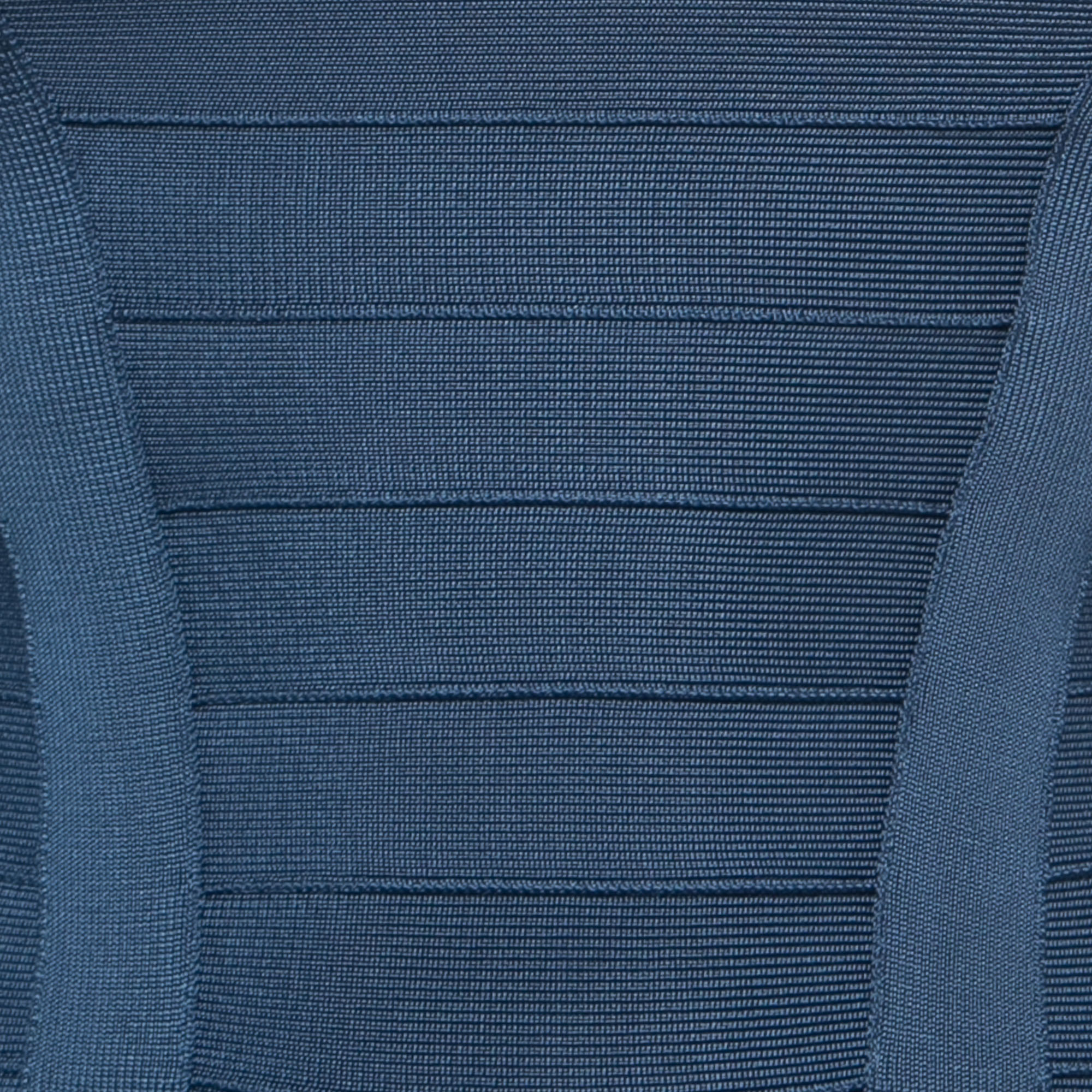 Herve Leger Blue Bandage Knit Cap Sleeve Bodycon Dress XS
