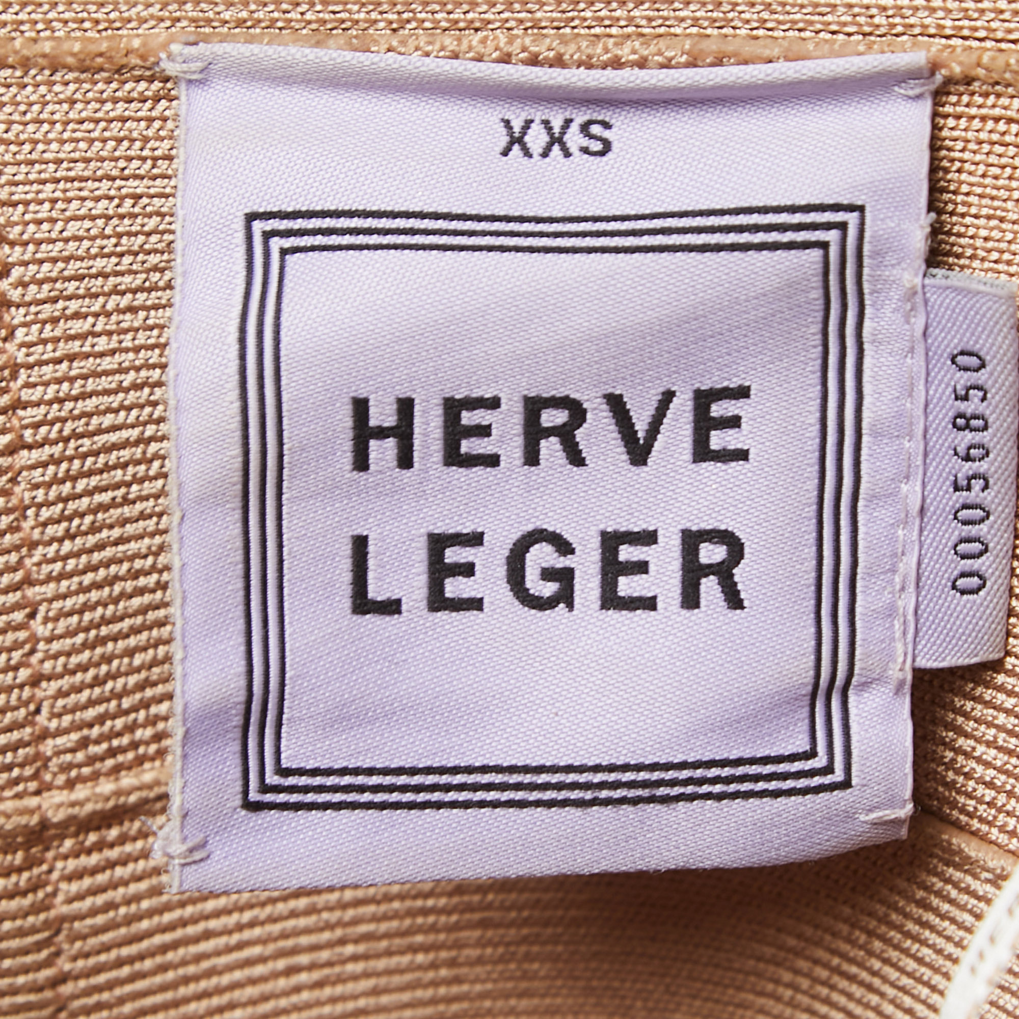 Herve Leger Gold Coated Knit Mini Skirt XXS