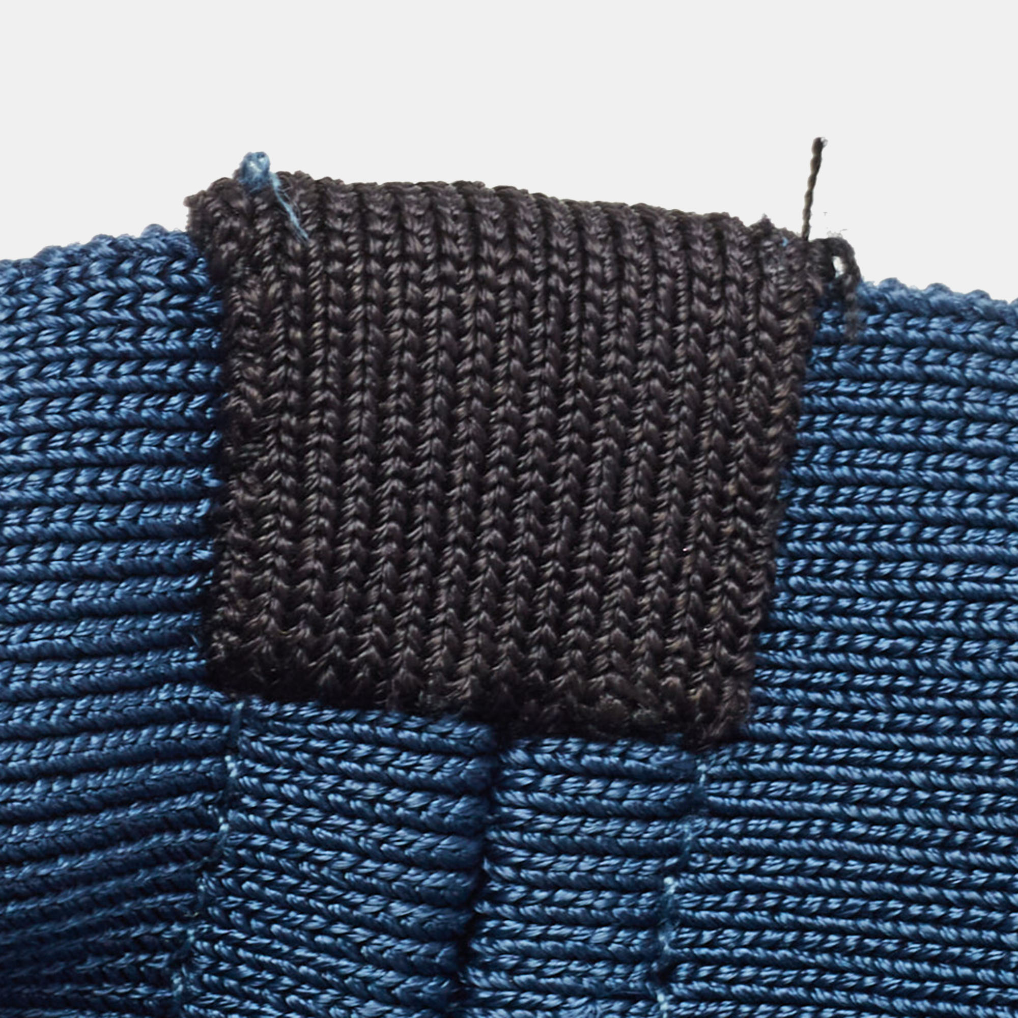 Herve Leger Blue/Black Knit Mini Skirt XS