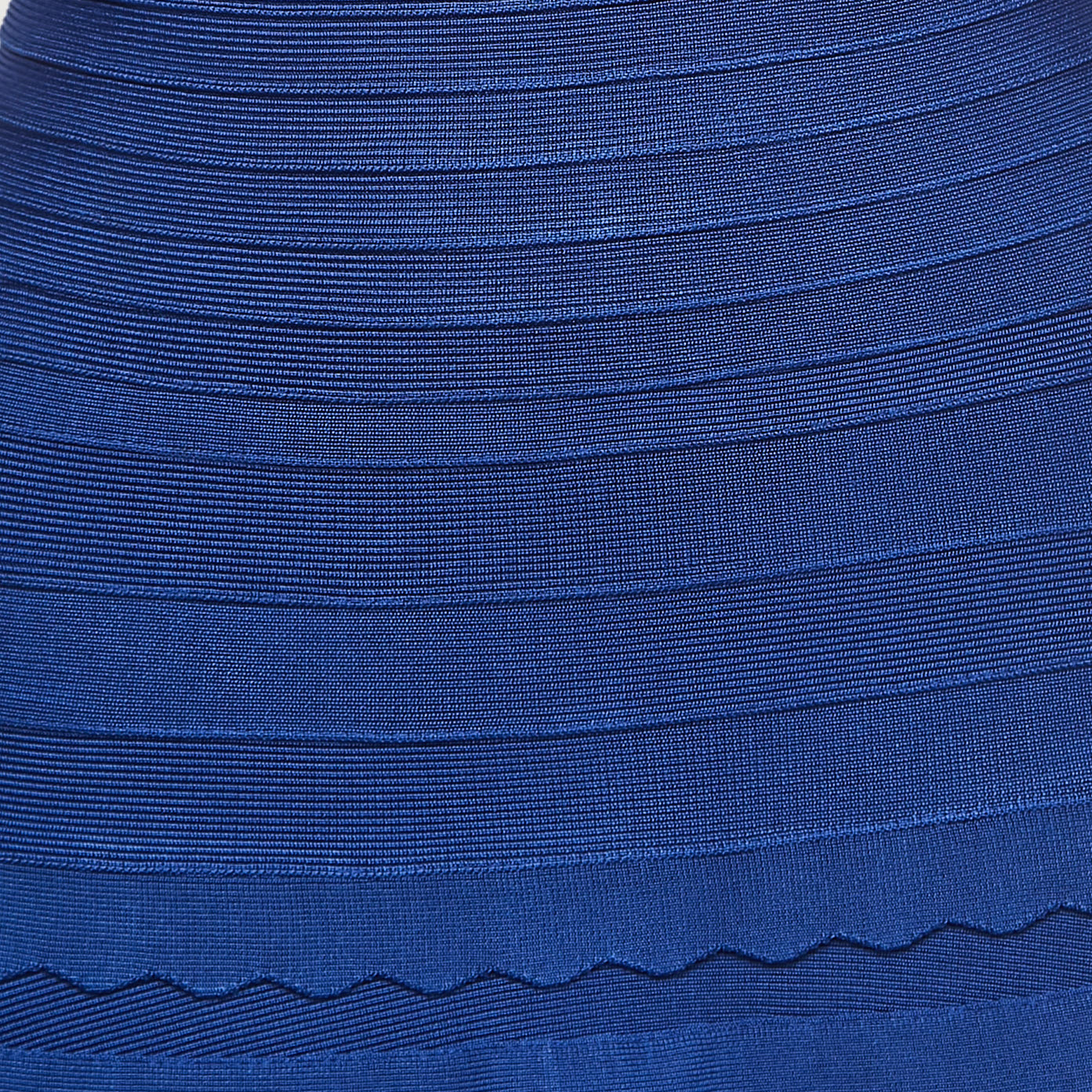 Herve Leger Blue Bandage Knit Scalloped Mini Dress S