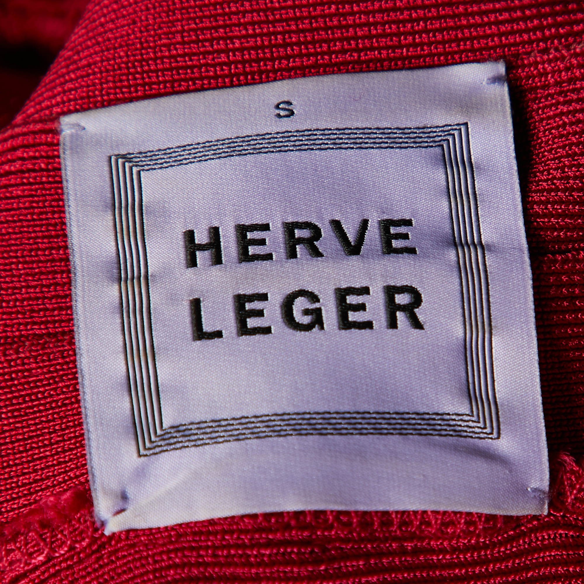 Herve Leger Burgundy Bandage Wide Neck Midi Dress S