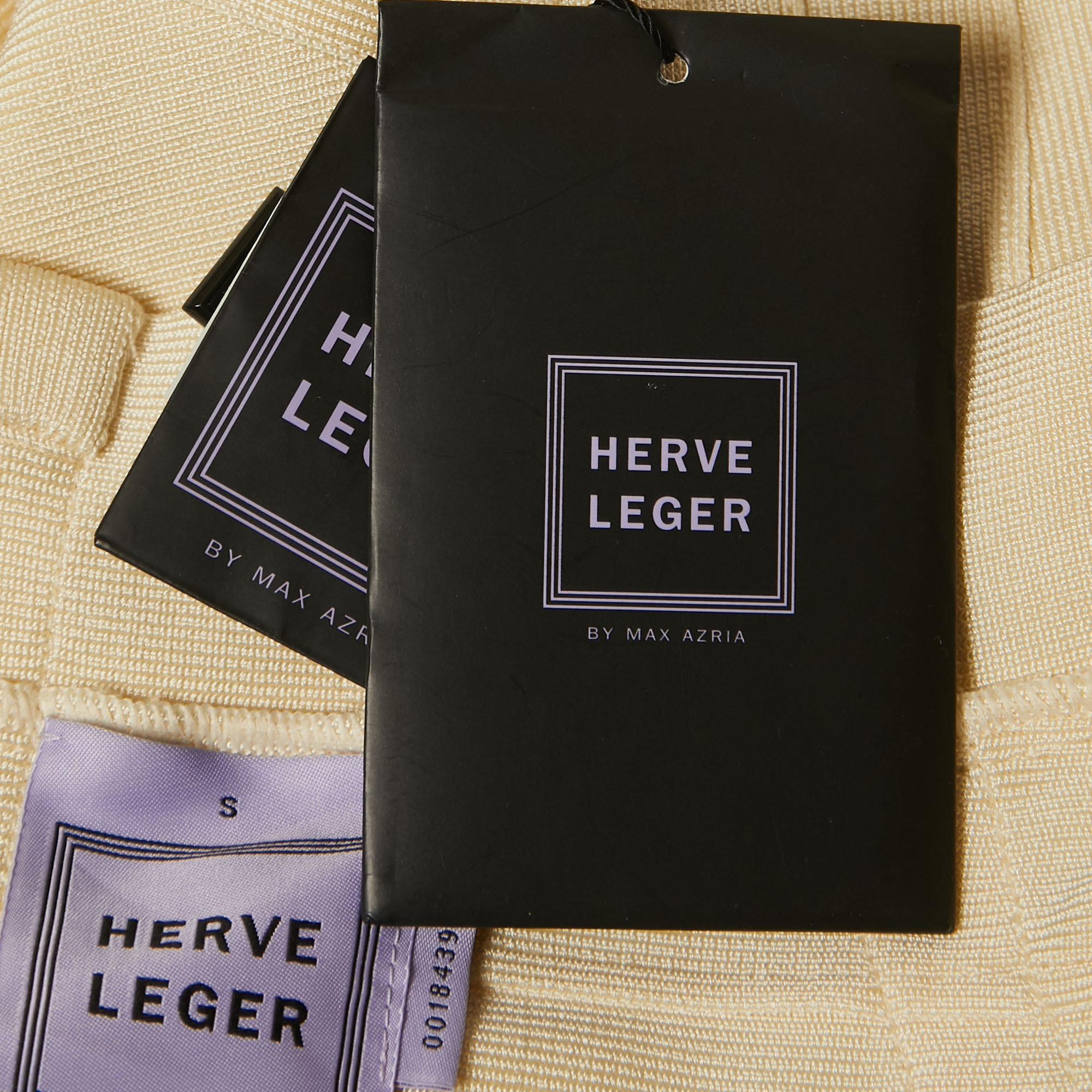 Herve Leger Cream Knit Quinn Mini Bandage Dress S