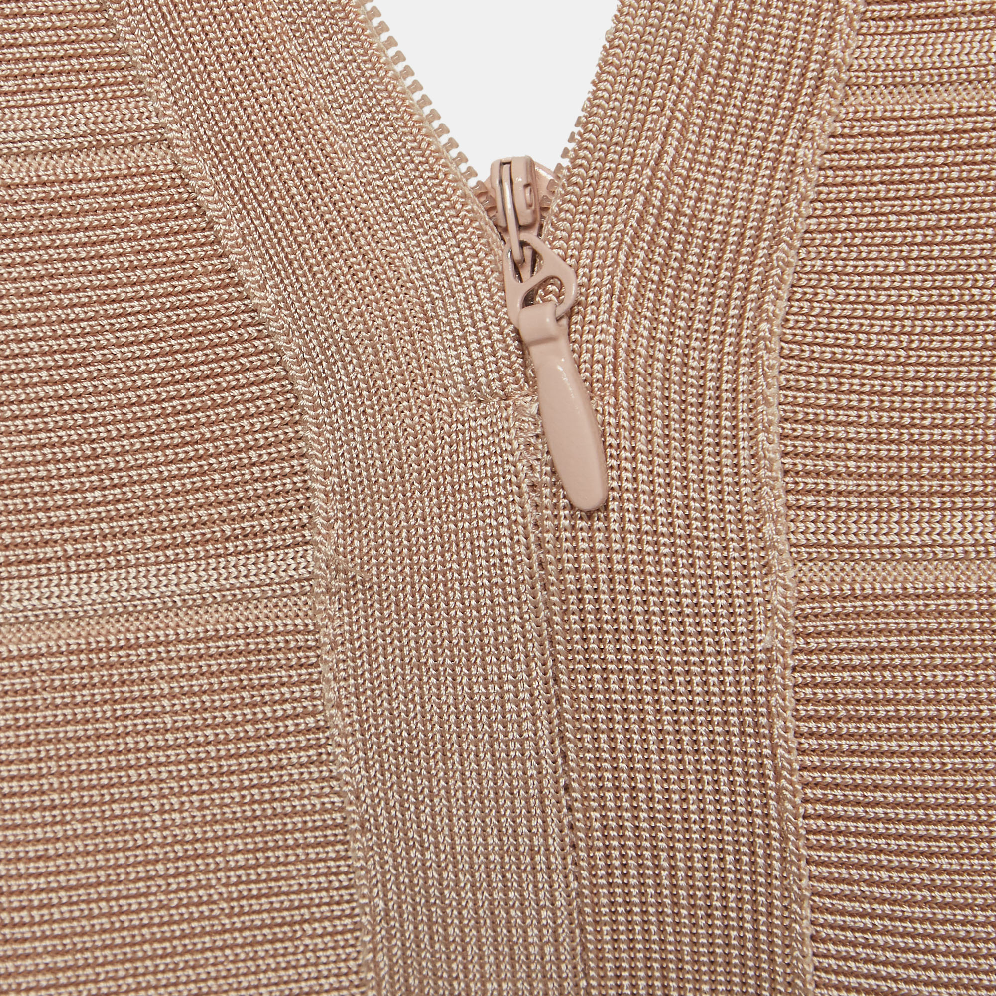 Herve Leger Beige Bandage Knit Off-Shoulder Mini Dress S