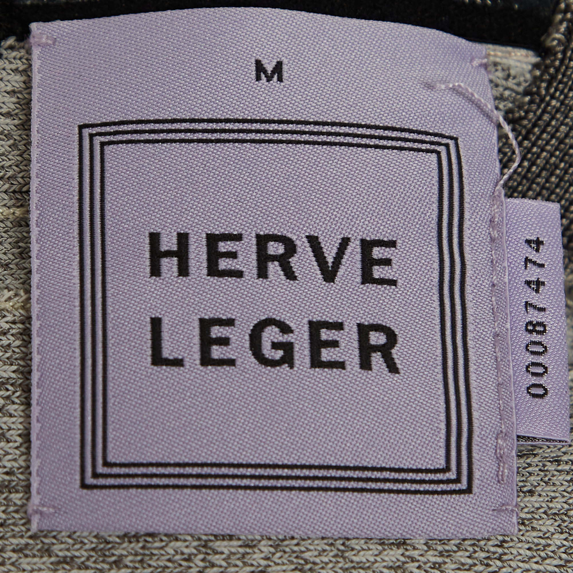 Herve Leger Grey Knit Strappy Flared Mini Dress M