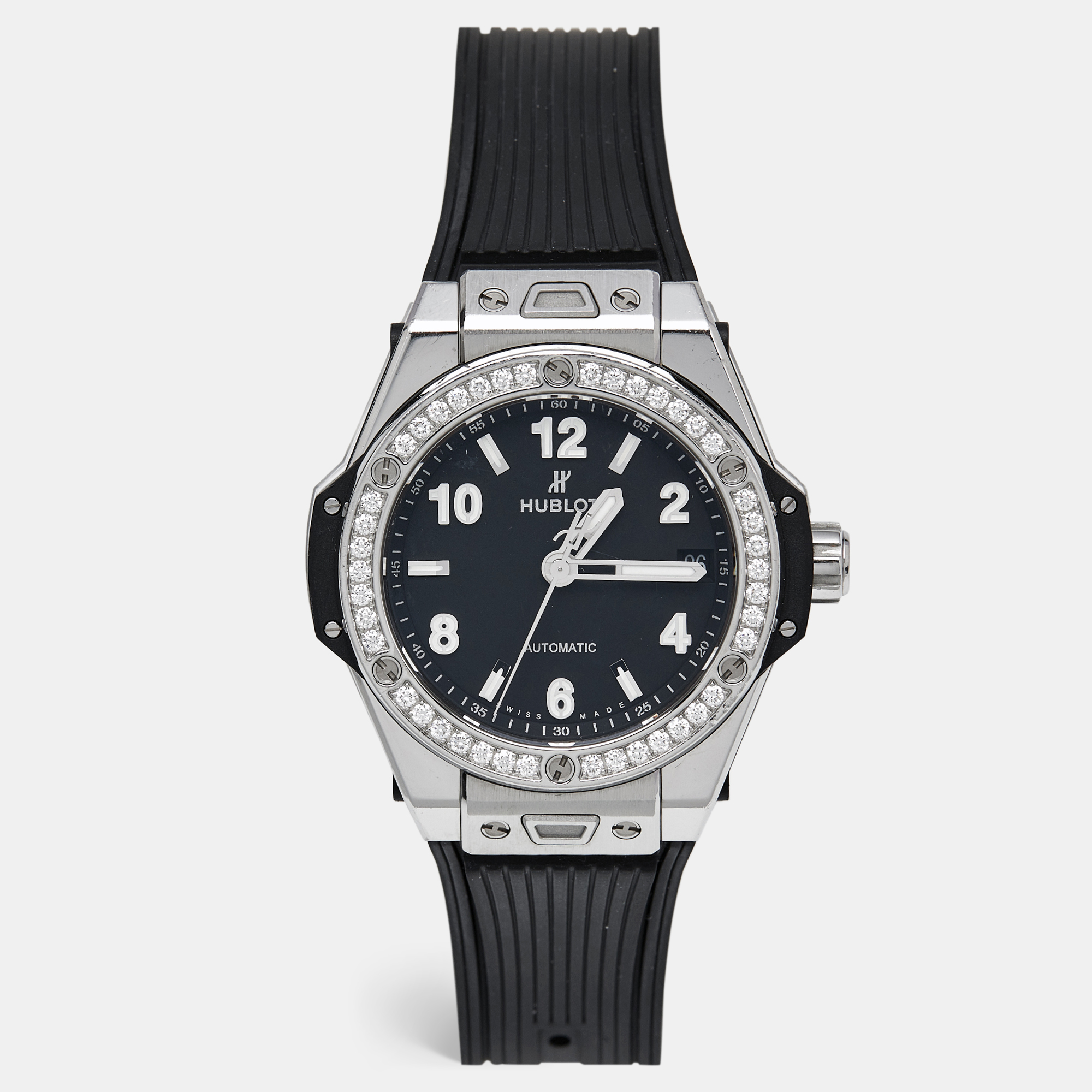 Hublot Black Stainless Steel Diamond Rubber Big Bang One Click
Hublot Black Stainless Steel Diamond Rubber Big Bang One Click