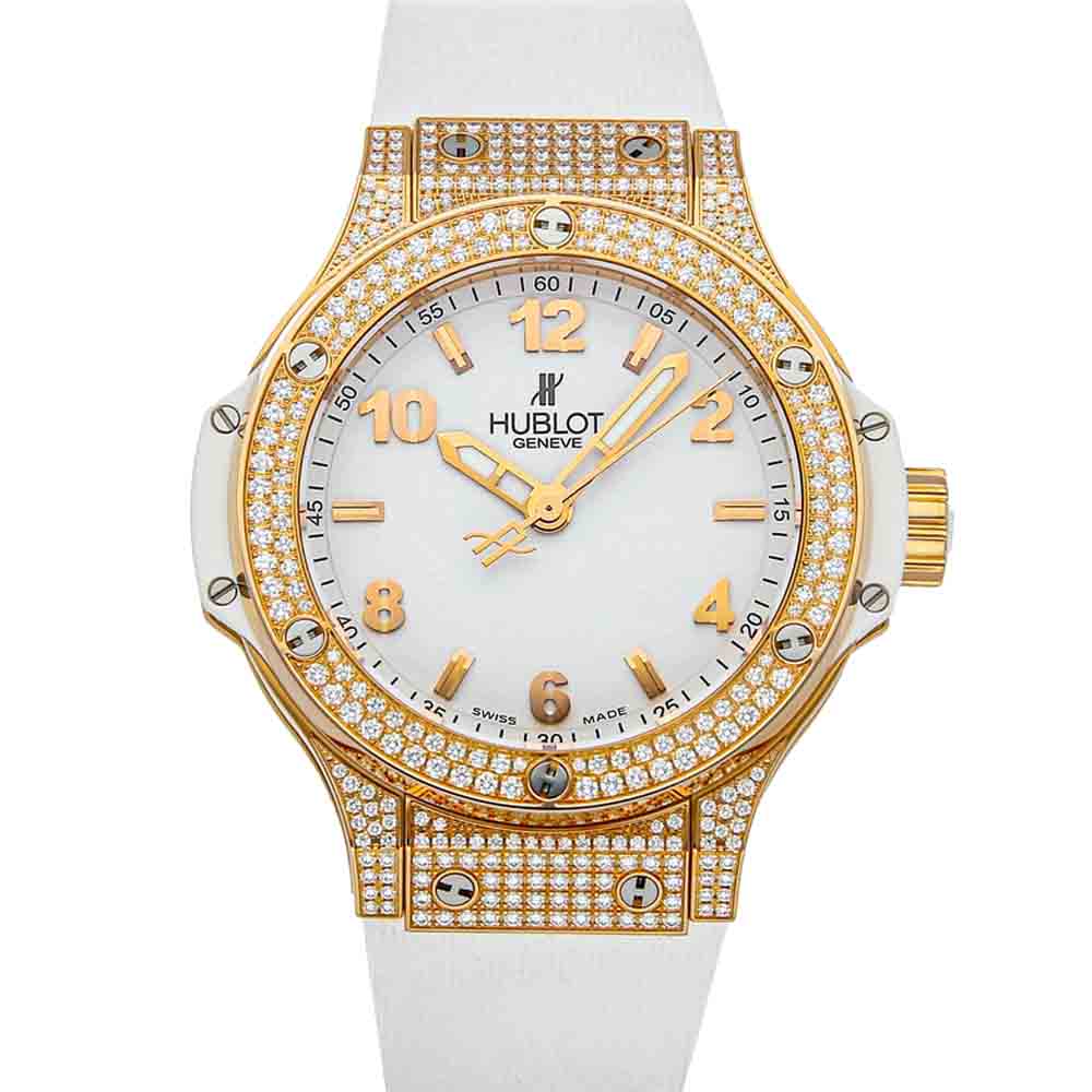Hublot White Diamonds 18K Rose Gold Big Bang 361.PE.2010.RW.1704 Women's Wristwatch 38 MM