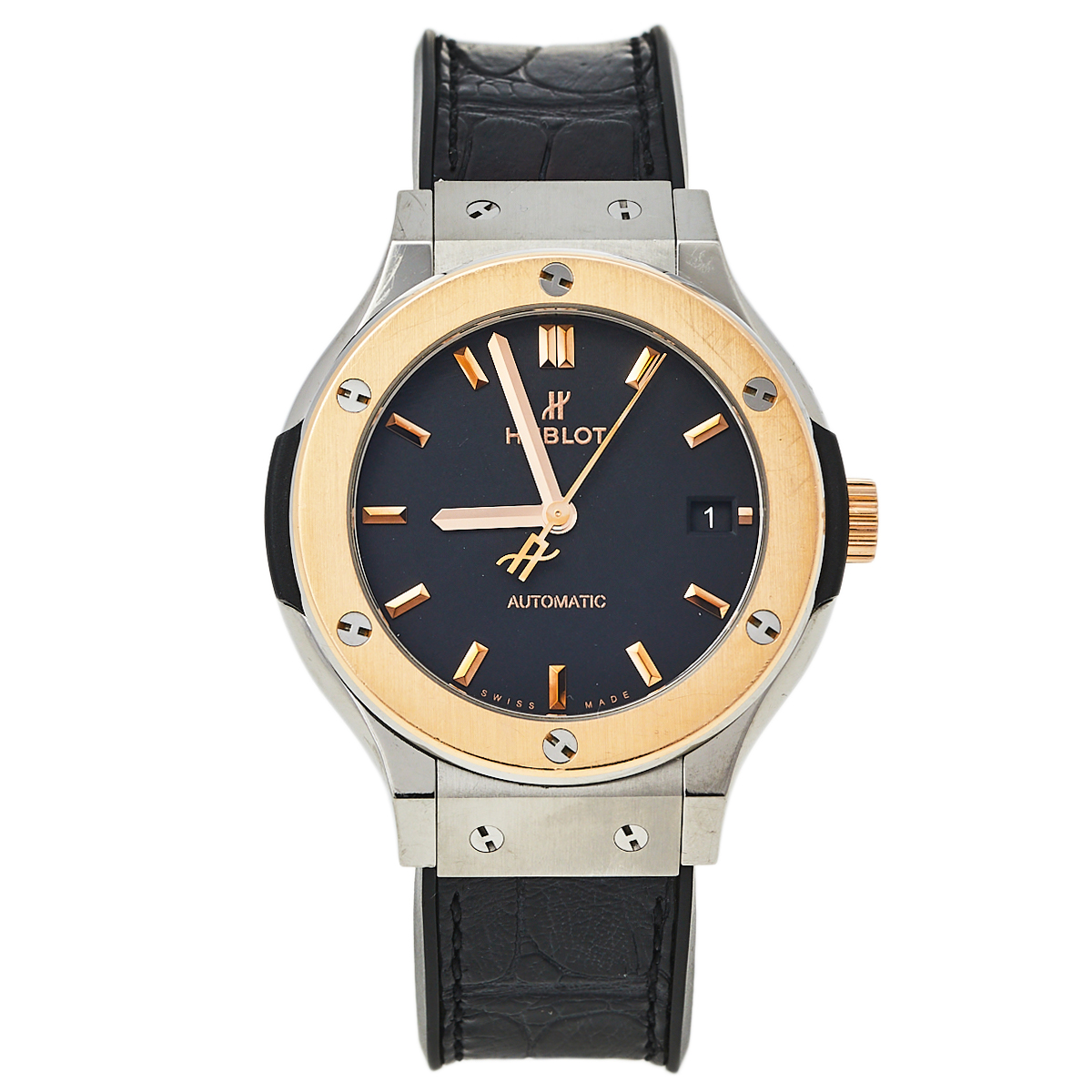 Hublot Black 18K Rose Gold And Titanium Classic Fusion Automatic Unisex Wristwatch 38.5 mm