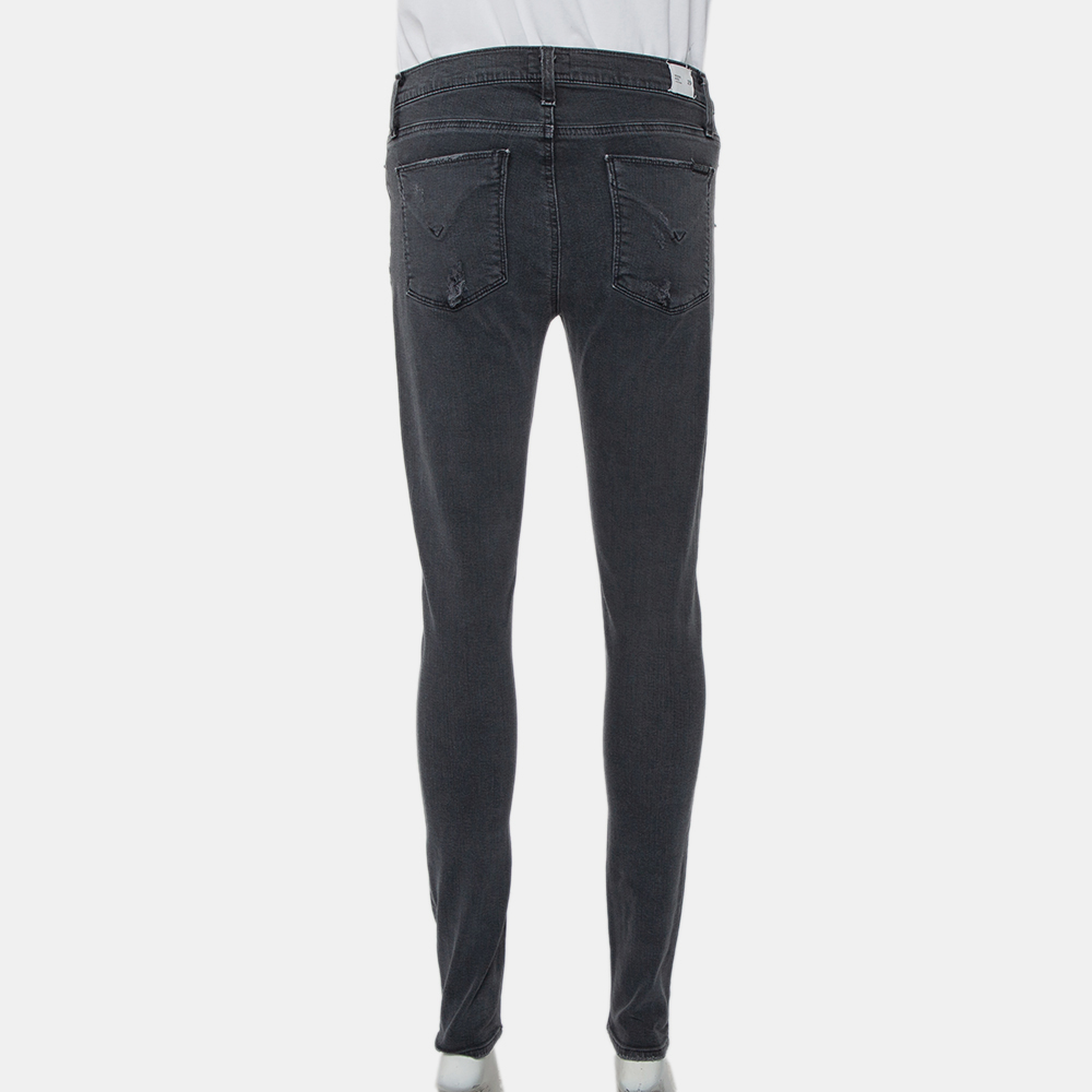 Hudson Dark Grey Denim Distressed Super Skinny Nico Jeans M